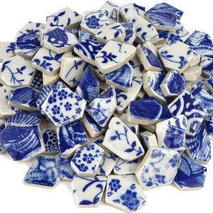 Lanyani Surtido de azulejos de porcelana de cerámica rotos piezas de porcelana azul y blanca para manualidades de mosaico, cubierta de 11 x 11 Lanyani Surtido de azulejos de porcelana de cerámica rotos piezas de porcelana azul y blanca para manualidades de mosaico, cubierta de 11 x 11