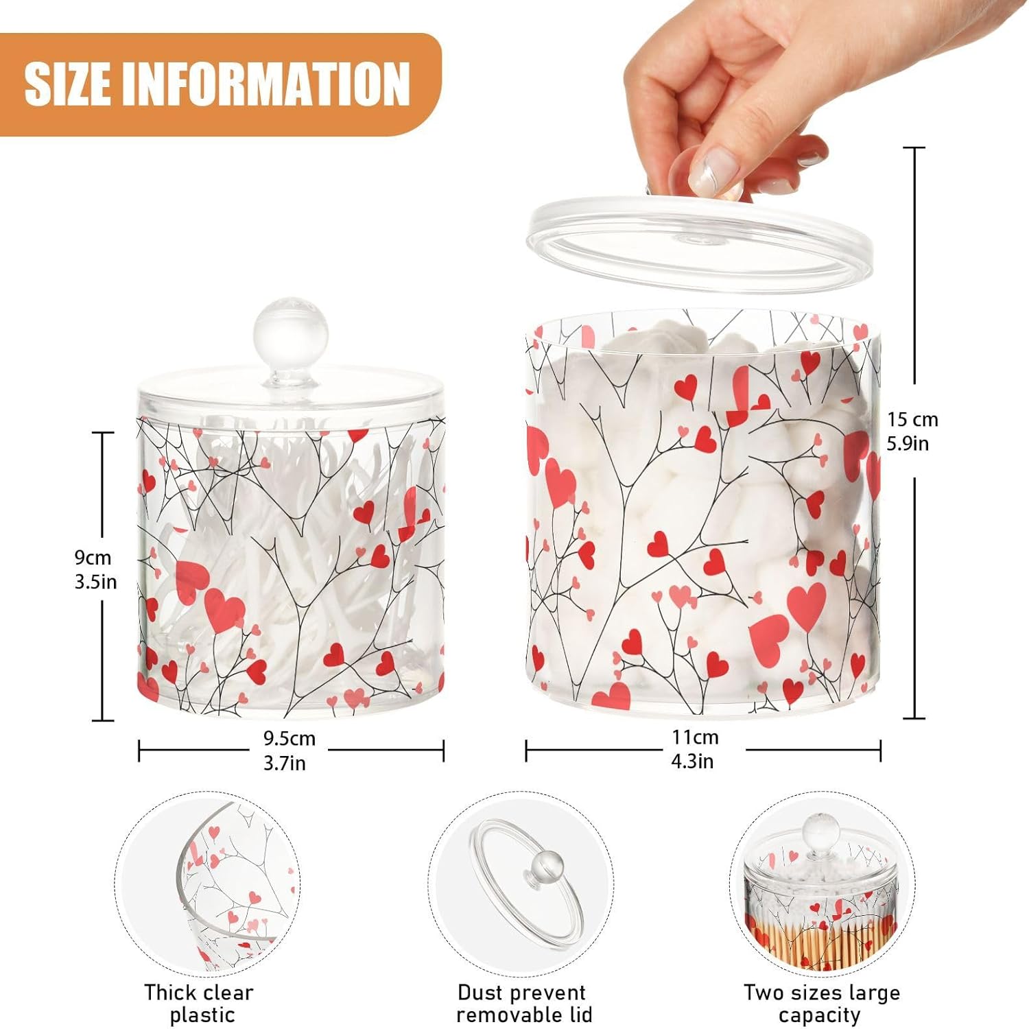 Tarros de plástico para el día de San Valentín con tapas, tarros de plástico, recipientes de baño, tarro de bolas de algodón para dormitorio,