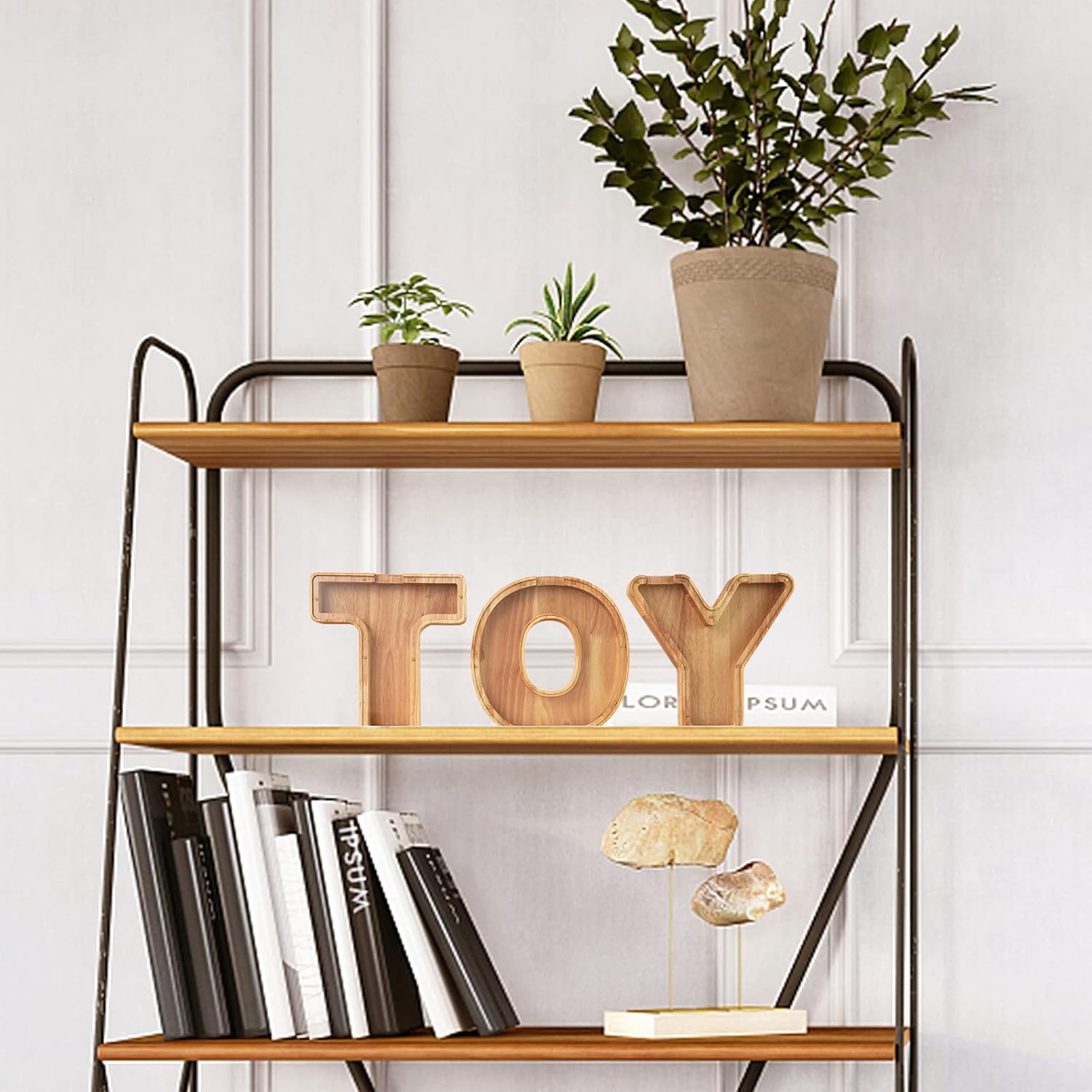 WOOD CITY Alcancía con letras para adultos, niños y niñas, de madera de 9 pulgadas, caja de dinero personalizada, nombre personalizado, regalo