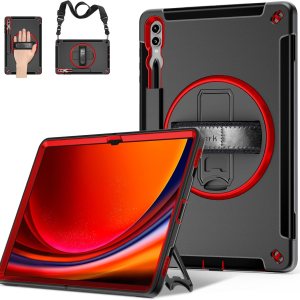 Miesherk Funda para Galaxy Tab S9 Ultra Funda a prueba de golpes de grado militar con correa de manohombro-S Soporte para bolígrafo-Soporte Miesherk Funda para Galaxy Tab S9 Ultra Funda a prueba de golpes de grado militar con correa de manohombro-S Soporte para bolígrafo-Soporte