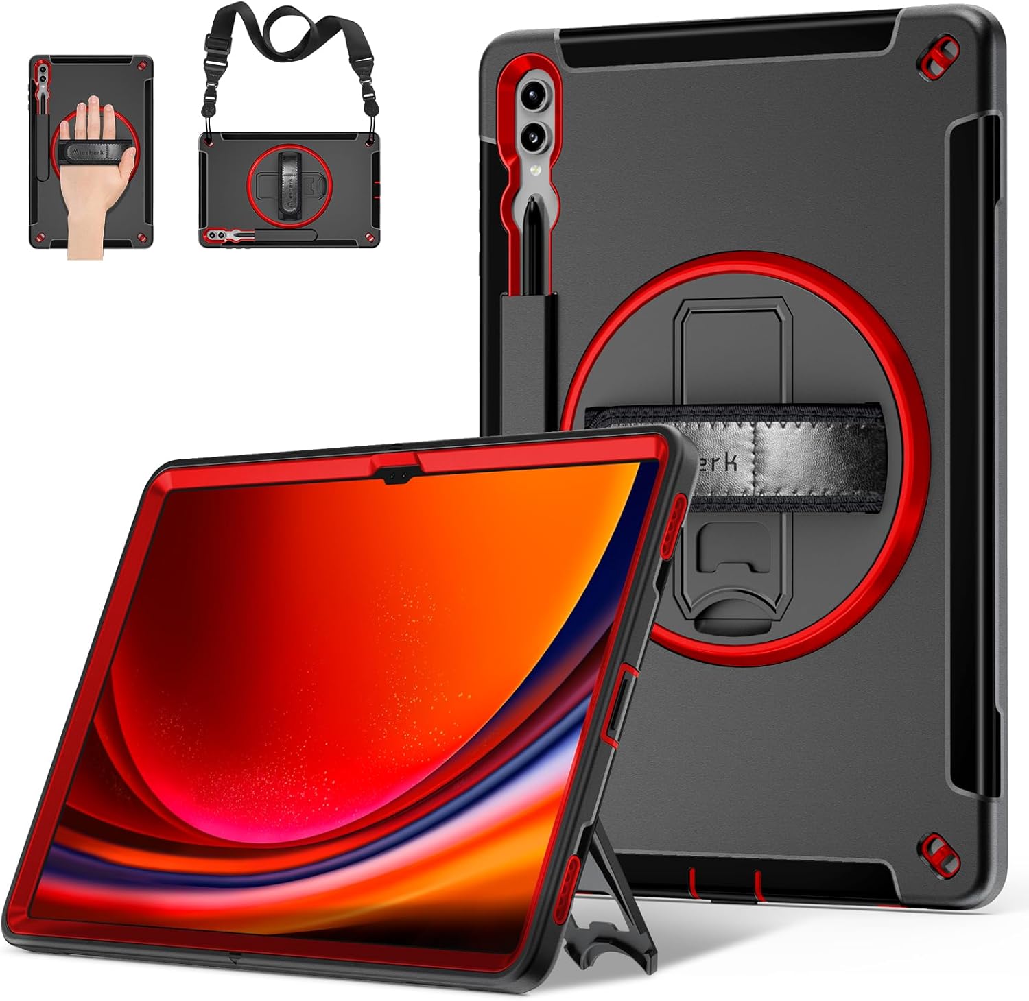 Miesherk Funda para Galaxy Tab S9 Ultra Funda a prueba de golpes de grado militar con correa de manohombro-S Soporte para bolígrafo-Soporte