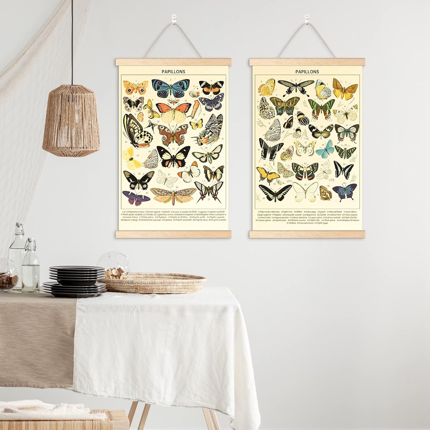 Chenkaiyang 2 carteles colgantes de mariposa vintage, para colgar en la pared, diseño de mariposa, rústico, retro, para decoración de sala de estar,