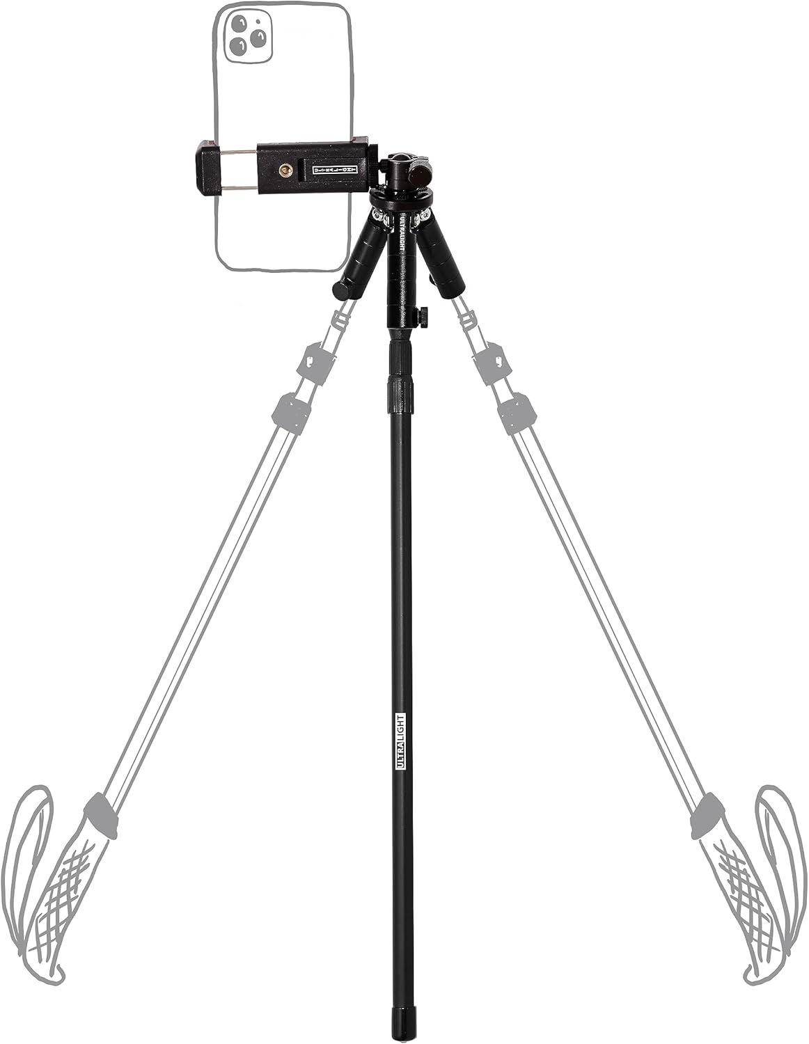 Ultralight Trípode de bastón de trekking de 48 pulgadas8 onzas  El taburete ULTripod  Convierte postes o ramas de trekking en trípode de cámara