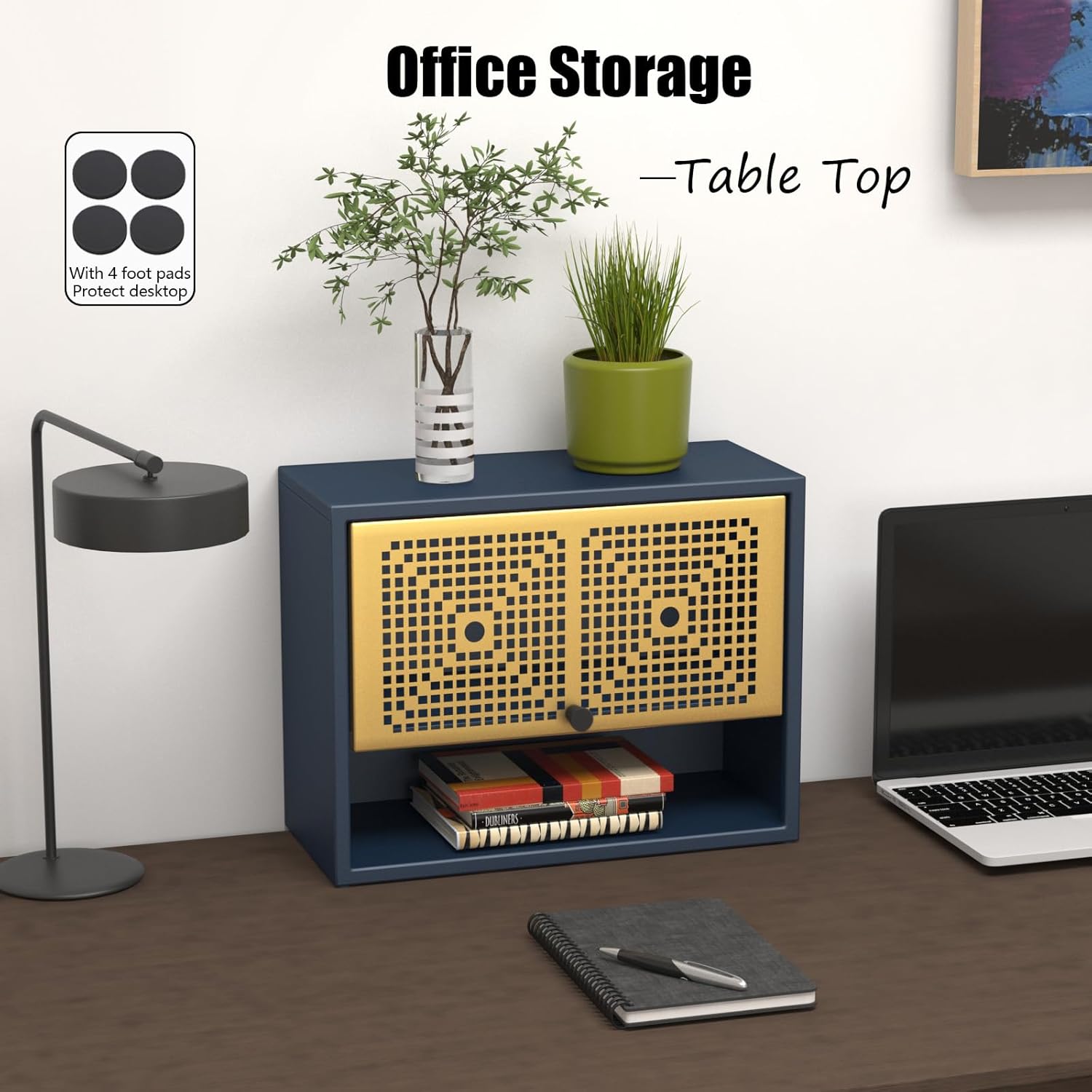 MIAO’ER Armario de pared de 2 niveles, gabinete de baño, botiquín, gabinete de cocina, puerta de metal con succión magnética con patrón de