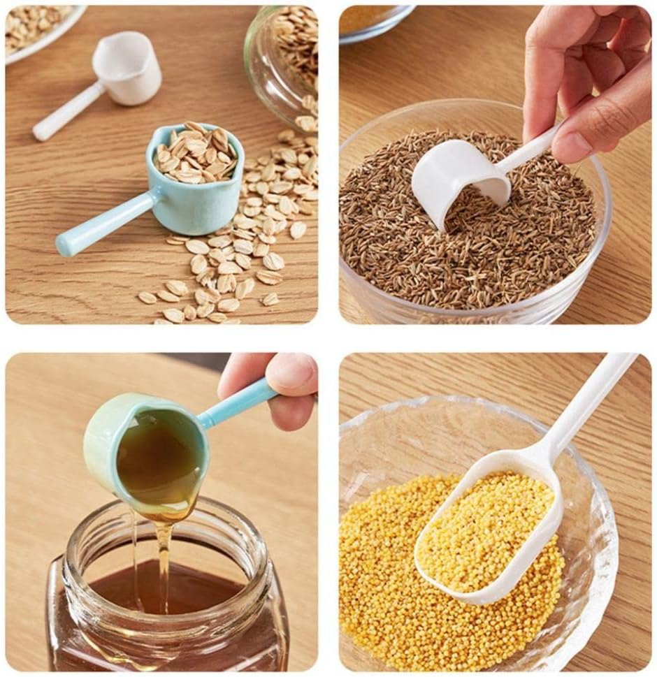 Juego de 2 cucharas de plástico de mango largo de 0.5 onzas líquidas y 0.19 onzas líquidas para azúcar, leche en polvo, reutilizables, cucharadita
