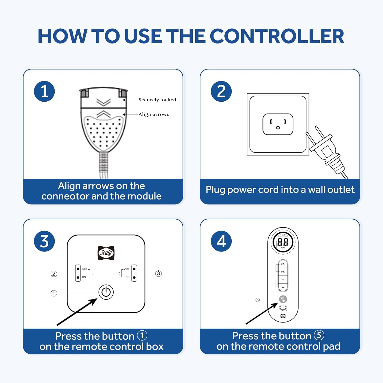 Sealy Protector de colchón térmico tamaño individual, calentador de cama eléctrico de mezcla de algodón con controlador inalámbrico de 10 ajustes de