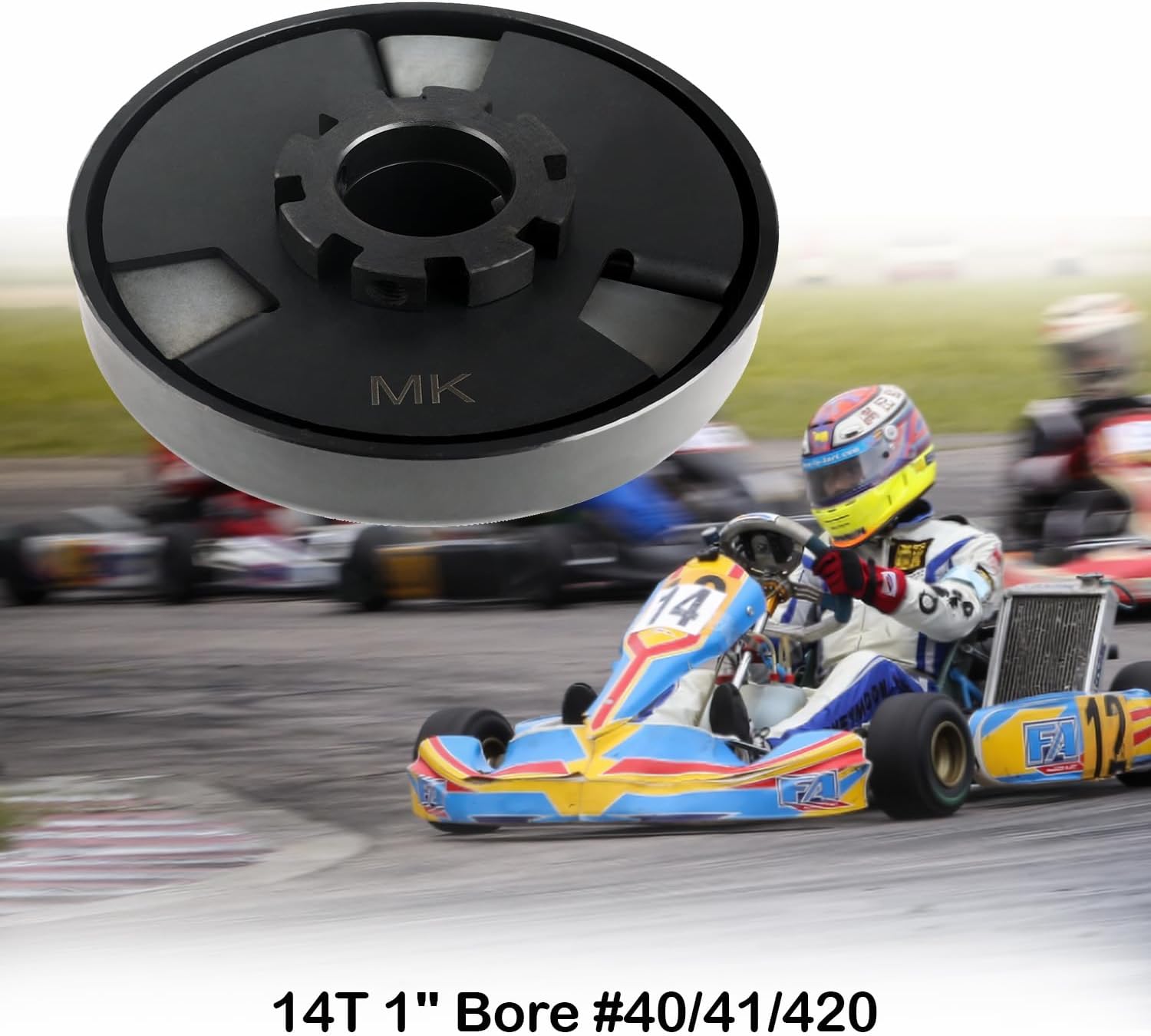 Embrague centrífugo Go Kart Embrague de 1 pulgada de diámetro de 14 dientes para cadena #4041420 compatible con Go Kart Mini Bike (1 pulgada de
