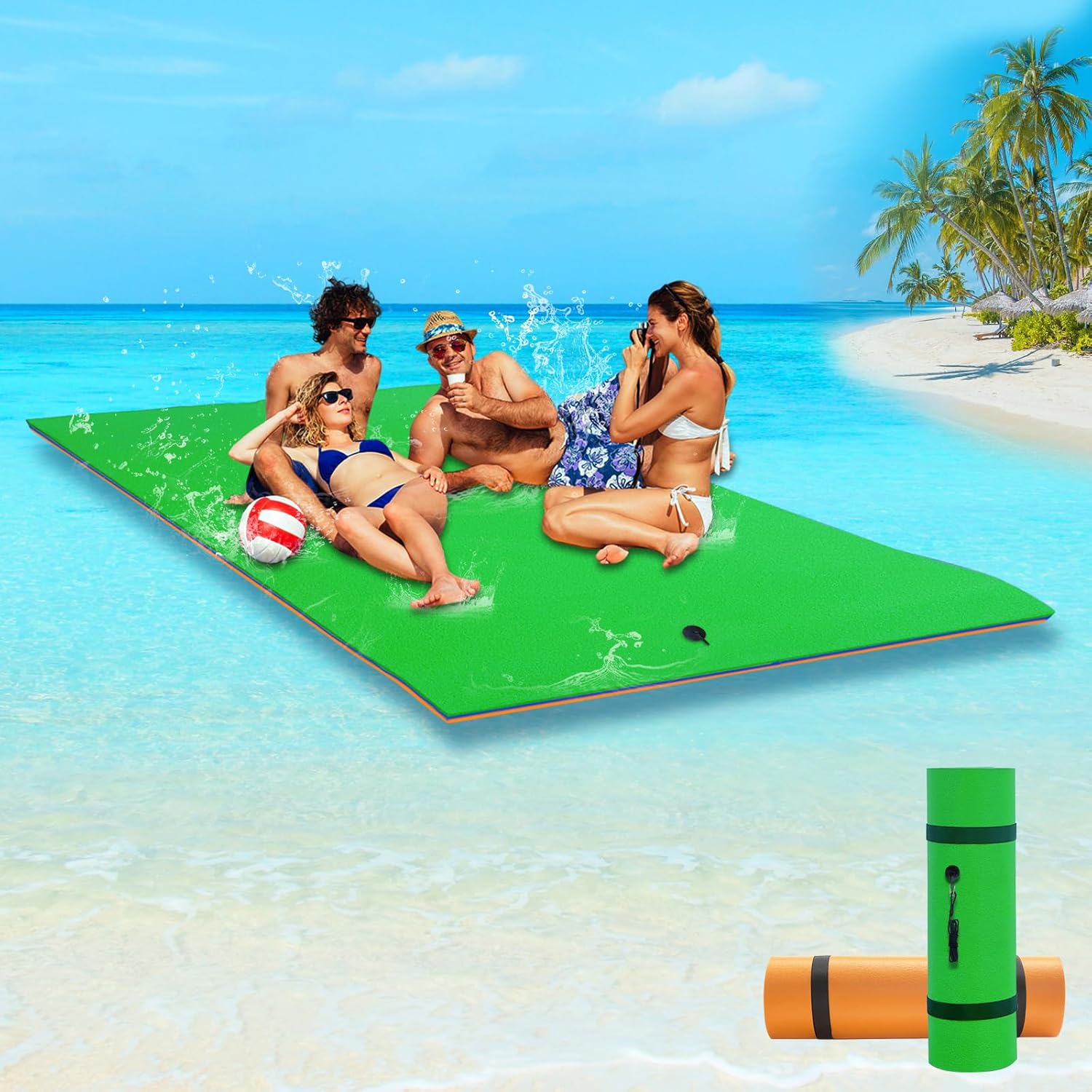 Lily Pad Floating Mat, 9’12’18’ Premium Floating Water Mat for Lake, 3-Layer Tear-Resistant XPE Foam, Giant Lily Pad for Water Recreation Pool,