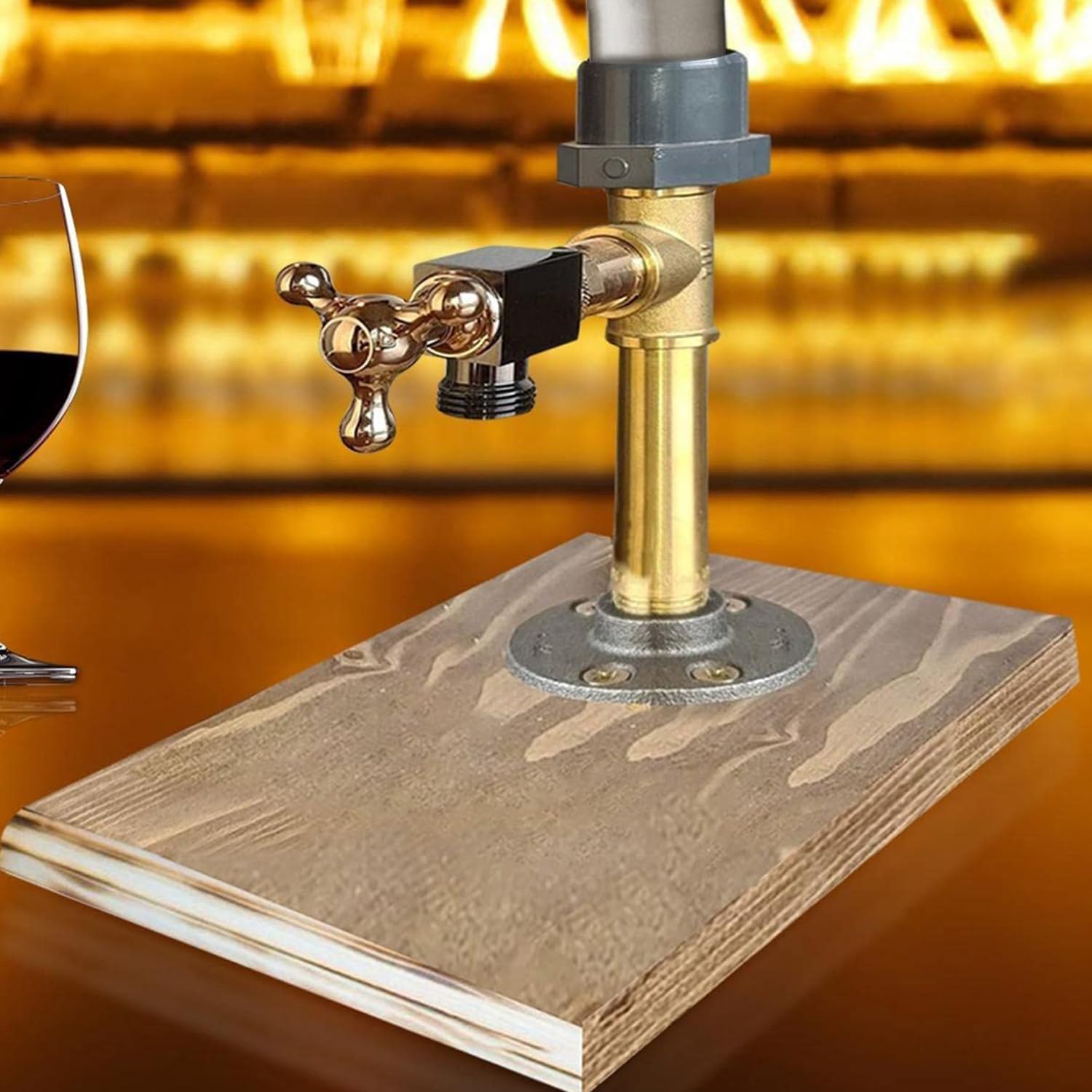 Dispensador de alcohol, dispensador de botellas de licor, diseño único de madera con soporte en forma de grifo, accesorios de alcohol, regalo ideal