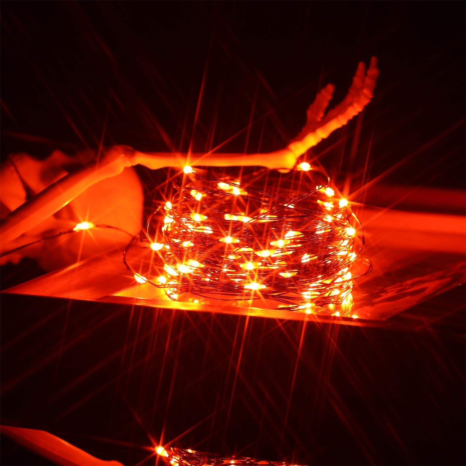 Beingreat – Guirnalda de luces USB, paquete de 2 mini luces LED de 33 pies con 8 modos para Halloween, Navidad, Pascua, naranja