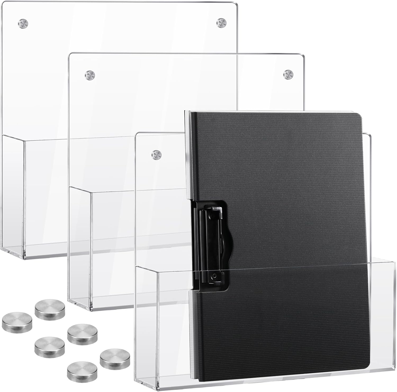3 piezas de acrílico transparente soporte de pared para archivos de pared colgante de bolsillo de pared acrílico organizador de archivos de pared