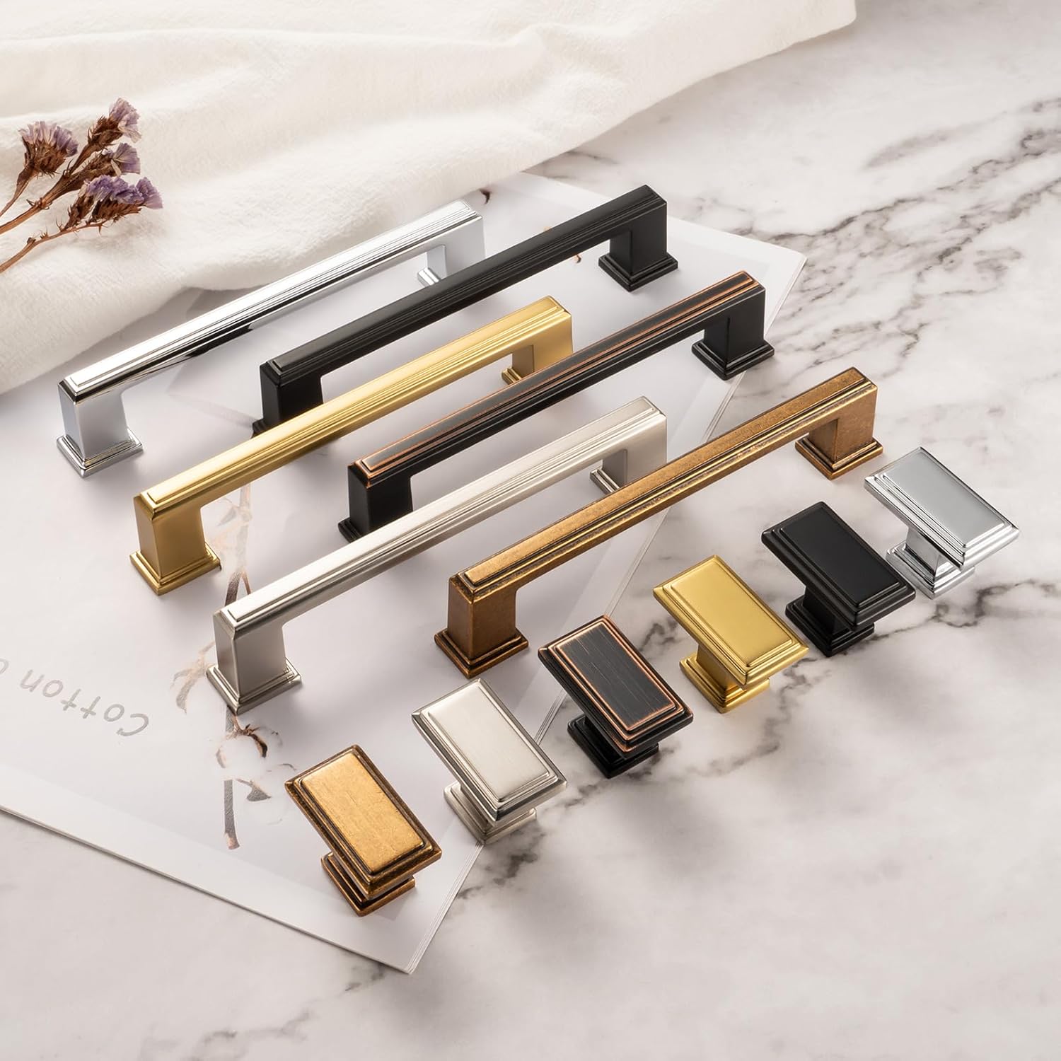 Pomo de latón antiguo, ZK2206 para armario de cocina, paquete de 10, mango rectangular, herrajes sólidos para cajón, aparador, baño, tocador, puerta