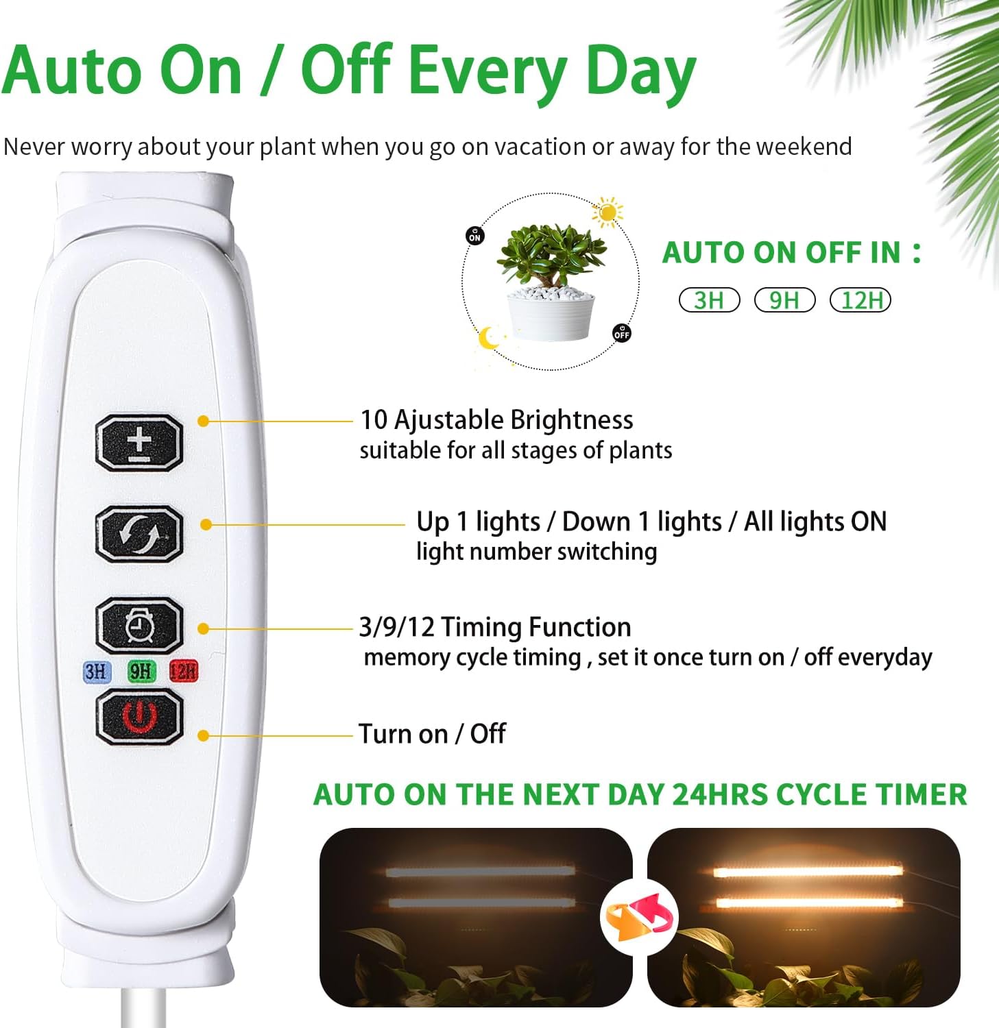 Tiras de luz LED de crecimiento, luces de crecimiento para plantas de interior de espectro completo 3000K, 96 luces LED para plantas con
