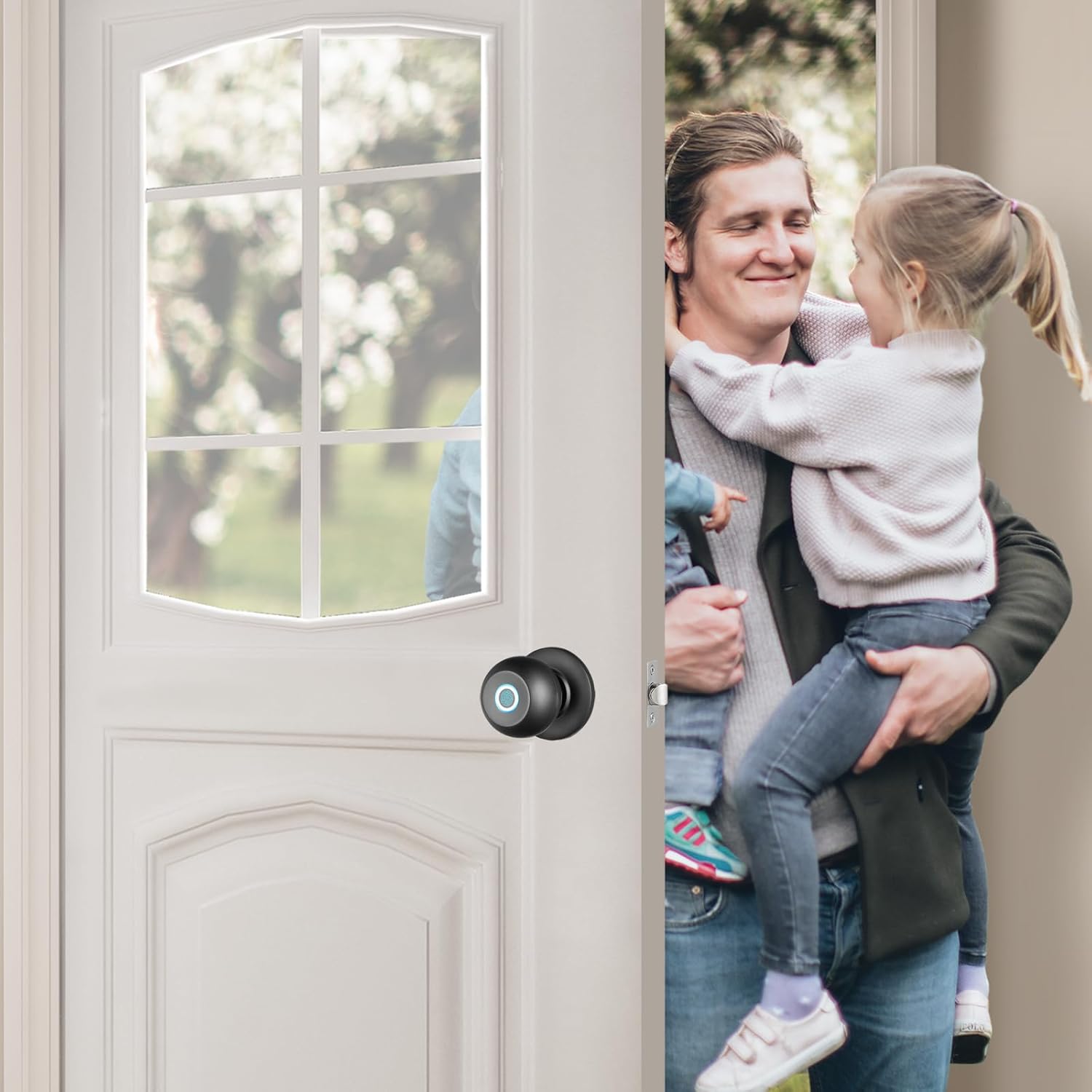VEVOR Pomo de puerta inteligente, cerradura inteligente de huellas dactilares con control de aplicación, cerradura biométrica de puerta Bluetooth,