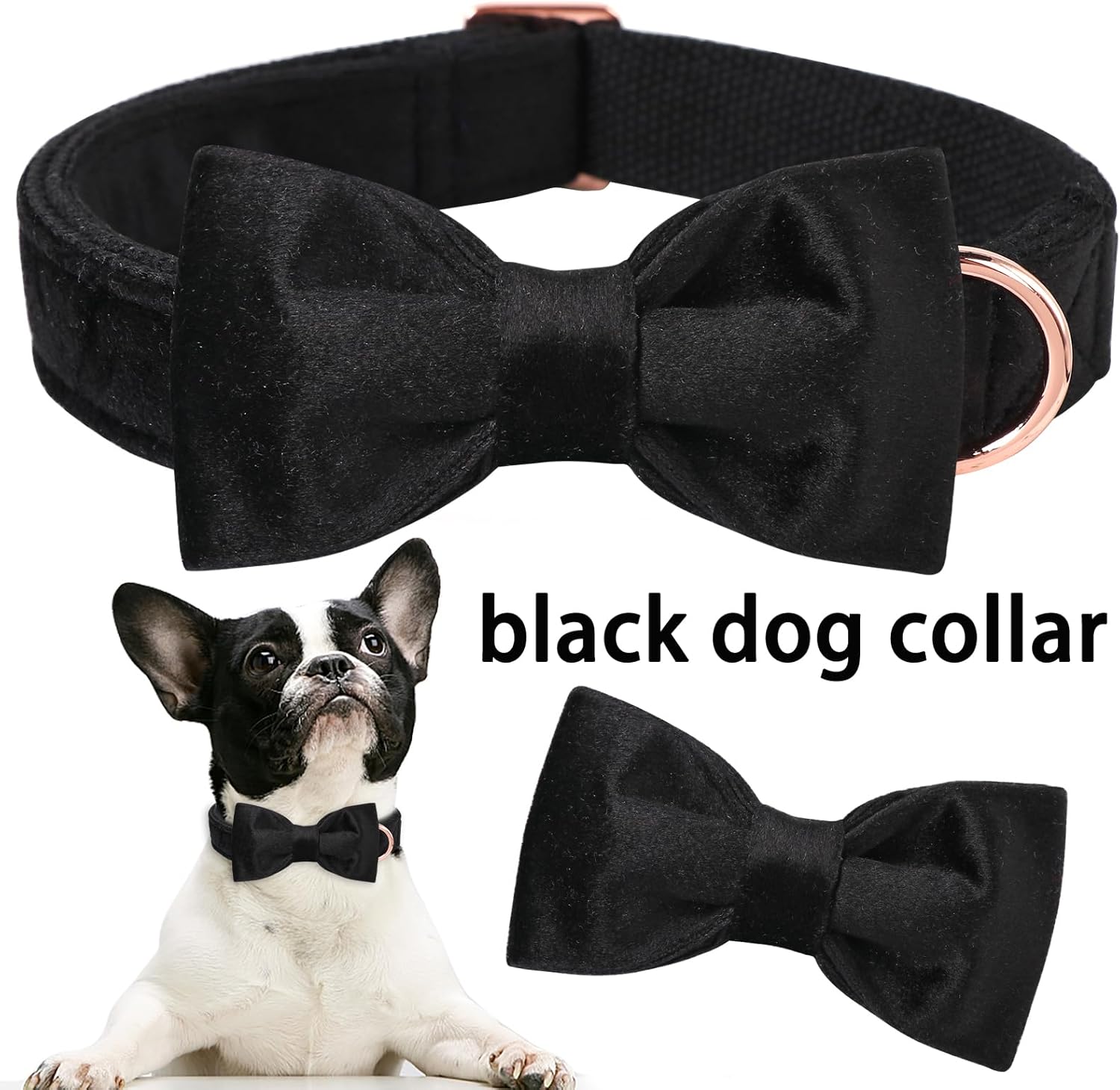 ARING PET Collar de perro con corbatín, collares de terciopelo para perros con corbata de moño extraíble, collar ajustable para perros hembras y