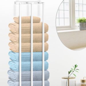 Toalleros para baño montados en la pared, nuevo toallero de pared 3 en 1 mejorado para toallas enrolladas, almacenamiento de toallas de baño con 3 Toalleros para baño montados en la pared, nuevo toallero de pared 3 en 1 mejorado para toallas enrolladas, almacenamiento de toallas de baño con 3
