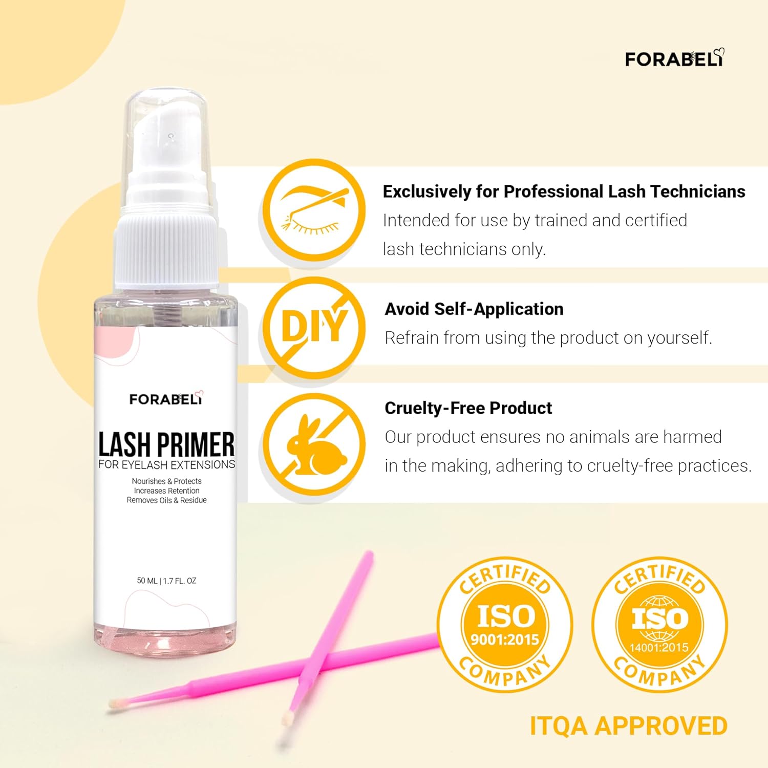 Imprimación de pestañas para extensiones de pestañas, 50ML (spray), ForabeliMejora la retención del pegamentofuerza de sujeción para pestañas