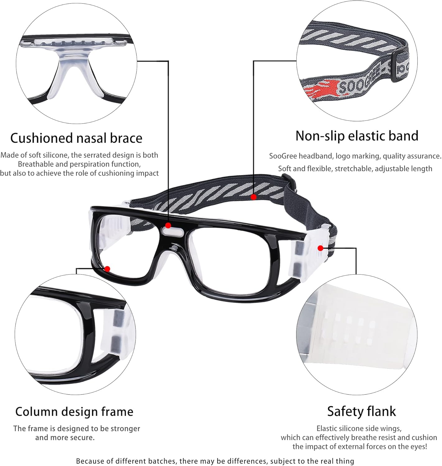 Sport Glasses for Men Women Basketball Soccer Football Sport Goggles Anti Fog Shock Collision Wearable Glasses