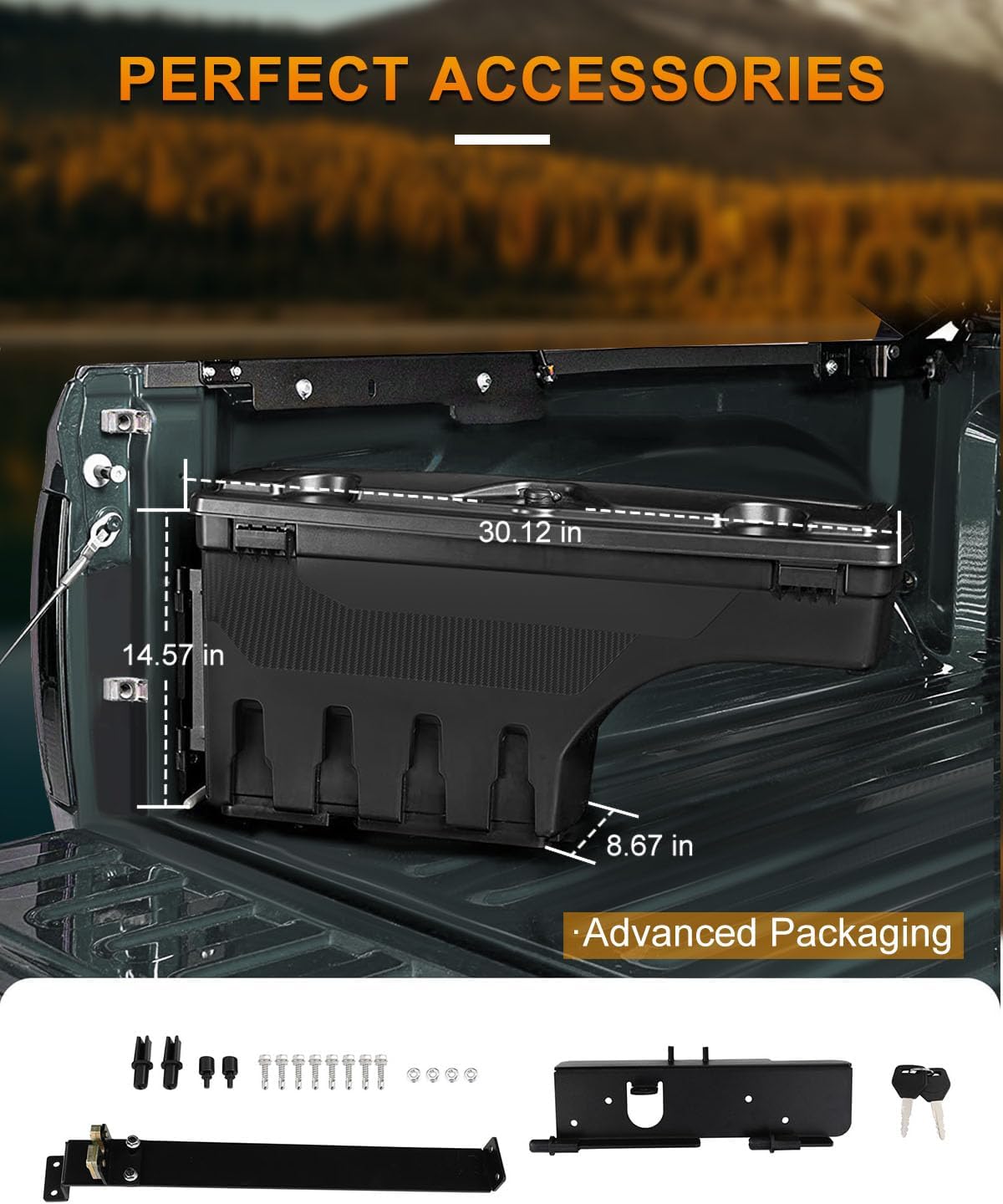 ROADFAR Reemplazo de caja de almacenamiento para caja de camioneta del lado izquierdo del conductor para Toyota Tundra 2007-2020, tapa con cerradura