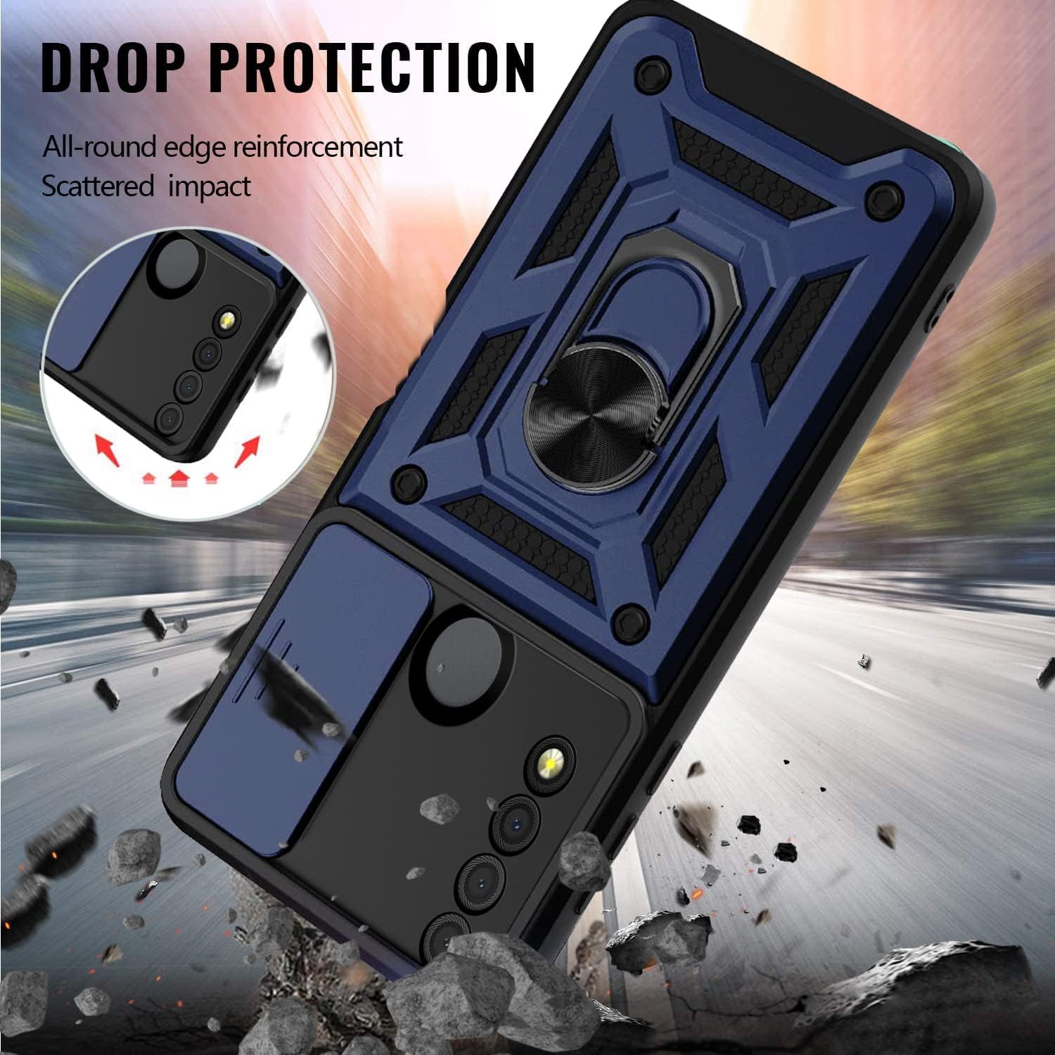 JCUEGRNY Funda compatible con TCL 30 XE 5G, TCL 20R 5G, 2 unidades protector de pantalla HD. Cubierta protectora de cámara deslizante integrada,
