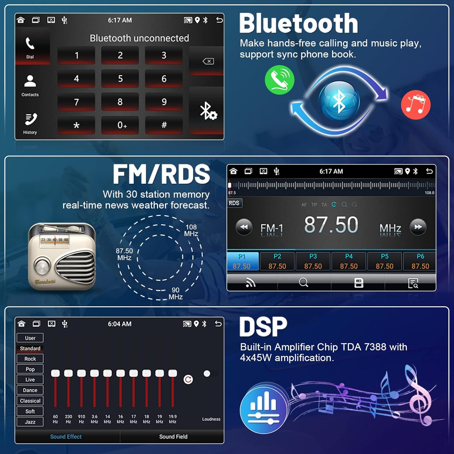 Roinvou Estéreo Android CarPlay 2+64G para Toyota Camry 2012-2014, CarPlay inalámbrico integrado con Android Auto, pantalla táctil de 10.1 pulgadas