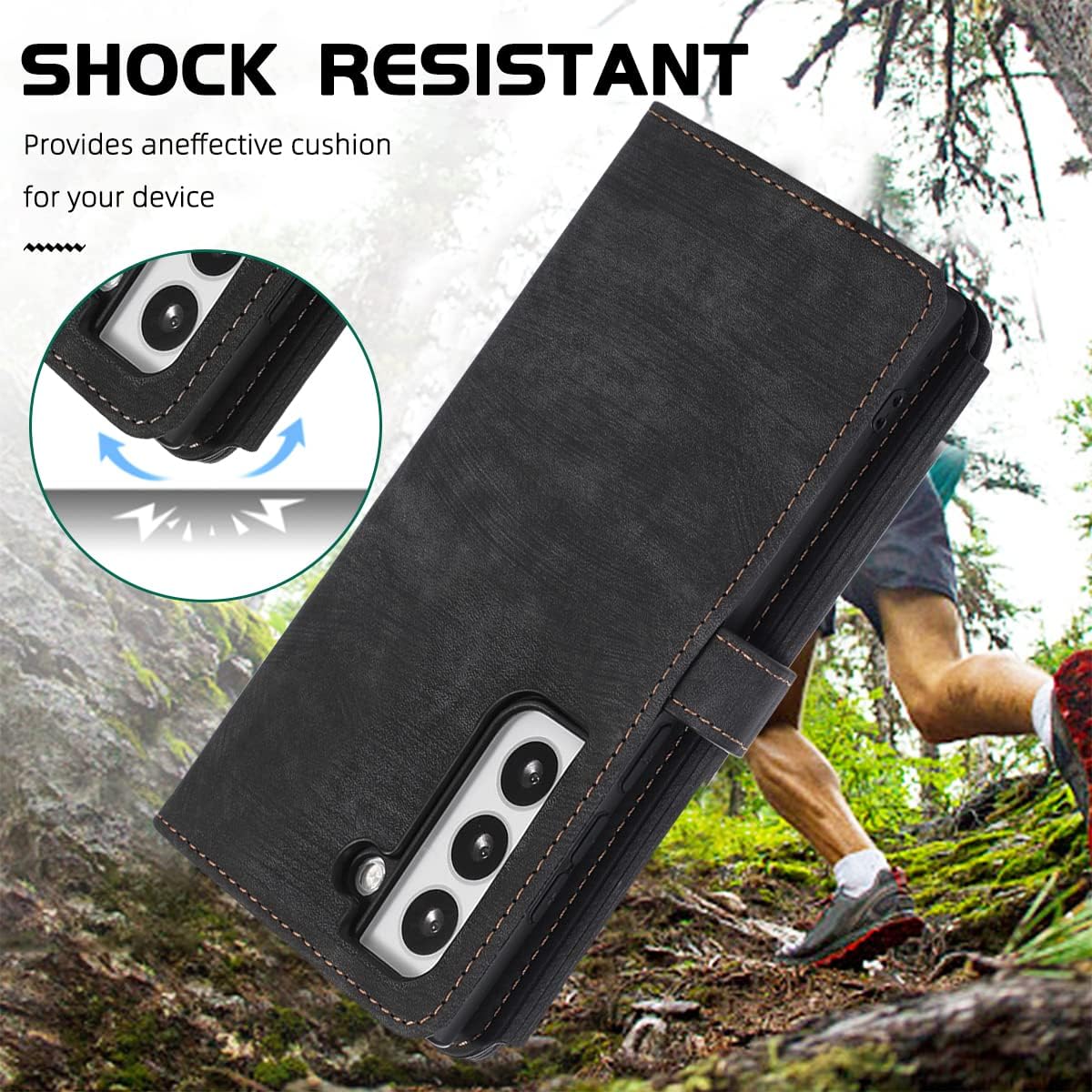 Diseño para Samsung Galaxy S21 5G Funda tipo cartera cruzada con ranuras para tarjetas de piel sintética, función atril, cierre magnético, con