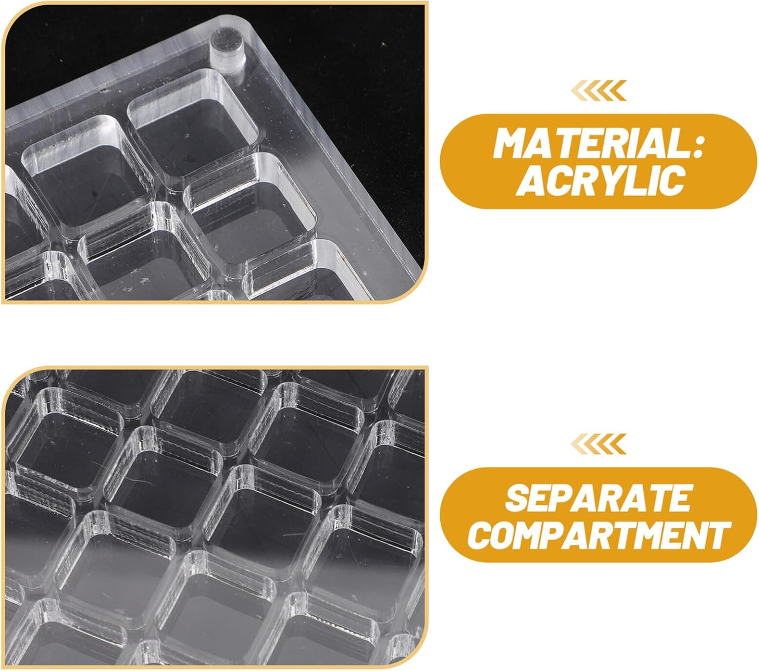 EXCEART Caja de 36 rejillas transparentes para uñas, caja de joyería de plástico, organizador de compartimentos, contenedor de almacenamiento para