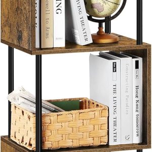 ETELI Estantería pequeña en forma de S de 4 niveles, moderna, independiente, multifuncional, de madera, para granja, sala de estar, dormitorio y ETELI Estantería pequeña en forma de S de 4 niveles, moderna, independiente, multifuncional, de madera, para granja, sala de estar, dormitorio y