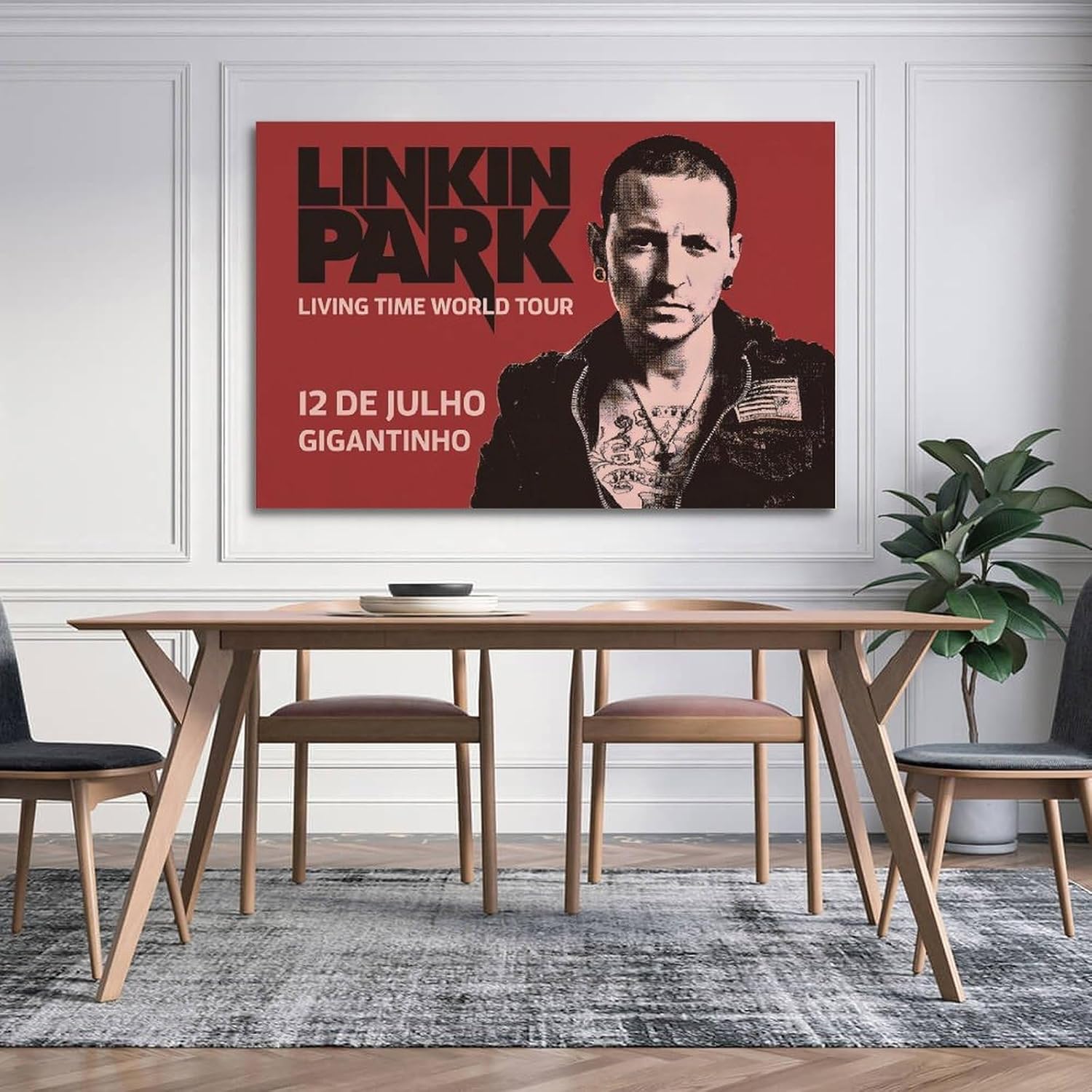 Póster de música rock de LinKin Park, pintura artística, arte de pared estético, lienzo para decoración de dormitorio, 16 x 24 pulgadas (15.7 x 23.6