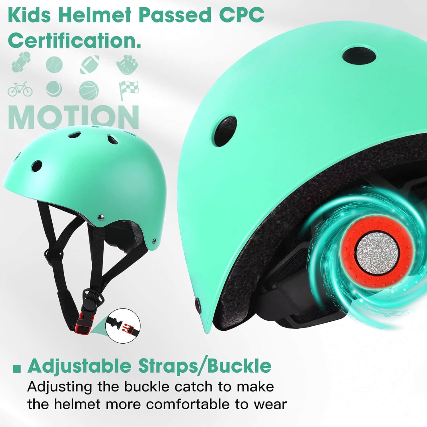 ArgoHome Casco de bicicleta para niños, casco deportivo para niños, conjunto de equipo de protección para niños y niñas, casco de ciclismo con