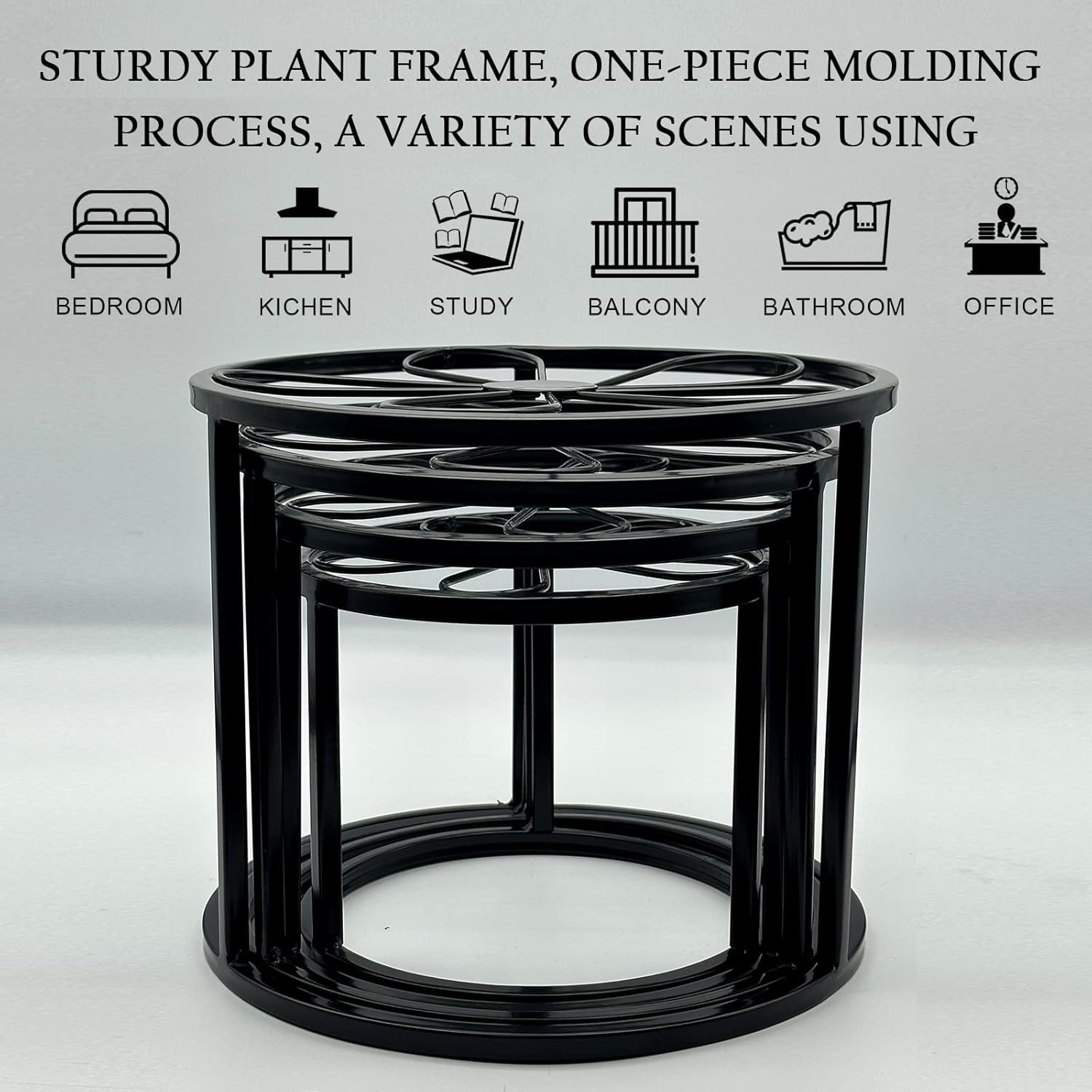 Soportes de metal para plantas para interiores y exteriores, paquete de 4 soportes para macetas para múltiples plantas, resistentes a la corrosión,