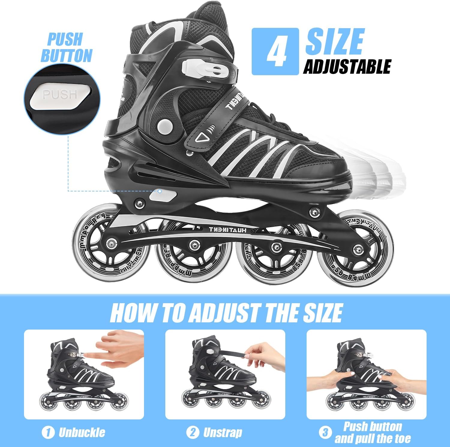 Patines en línea ajustables para mujeres y hombres, patines para adultos, mujeres y hombres con ruedas grandes, patines para mujer para jóvenes,