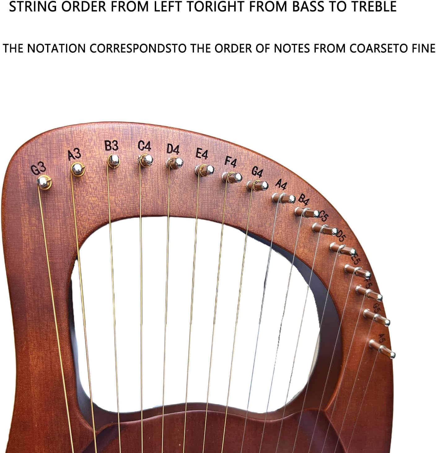 TAOSKNE Arpa de lira, 16 cuerdas de metal, hechas de caoba, con mochila, cuerdas de repuesto, llave de afinación, manual de instrucciones, púas y