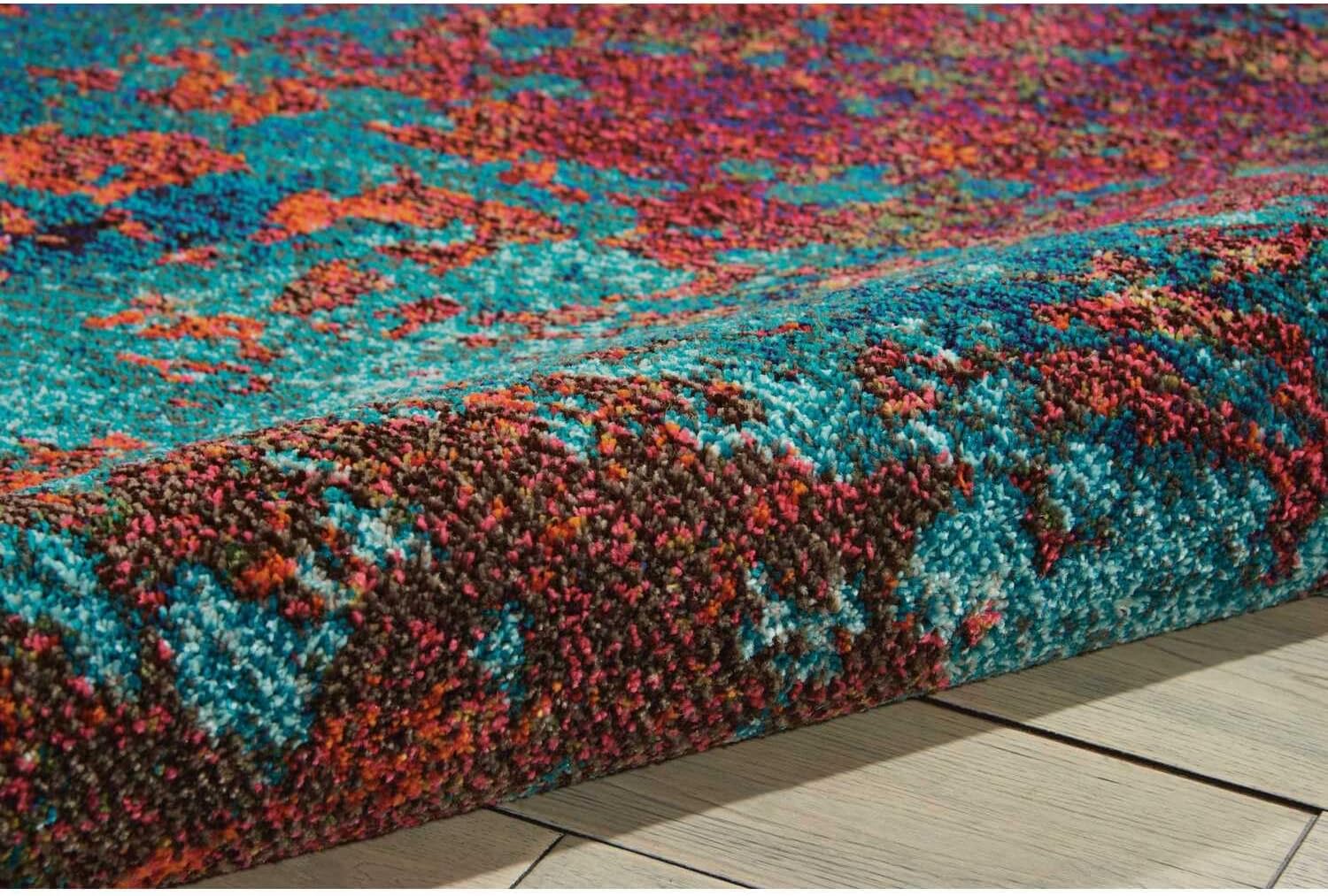 Nourison – Celestial – rojoazul atlántico – alfombra de área de 3 pies 11 pulgadas x 5 pies 11 pulgadas, contemporánea, abstracta, fácil de limpiar,