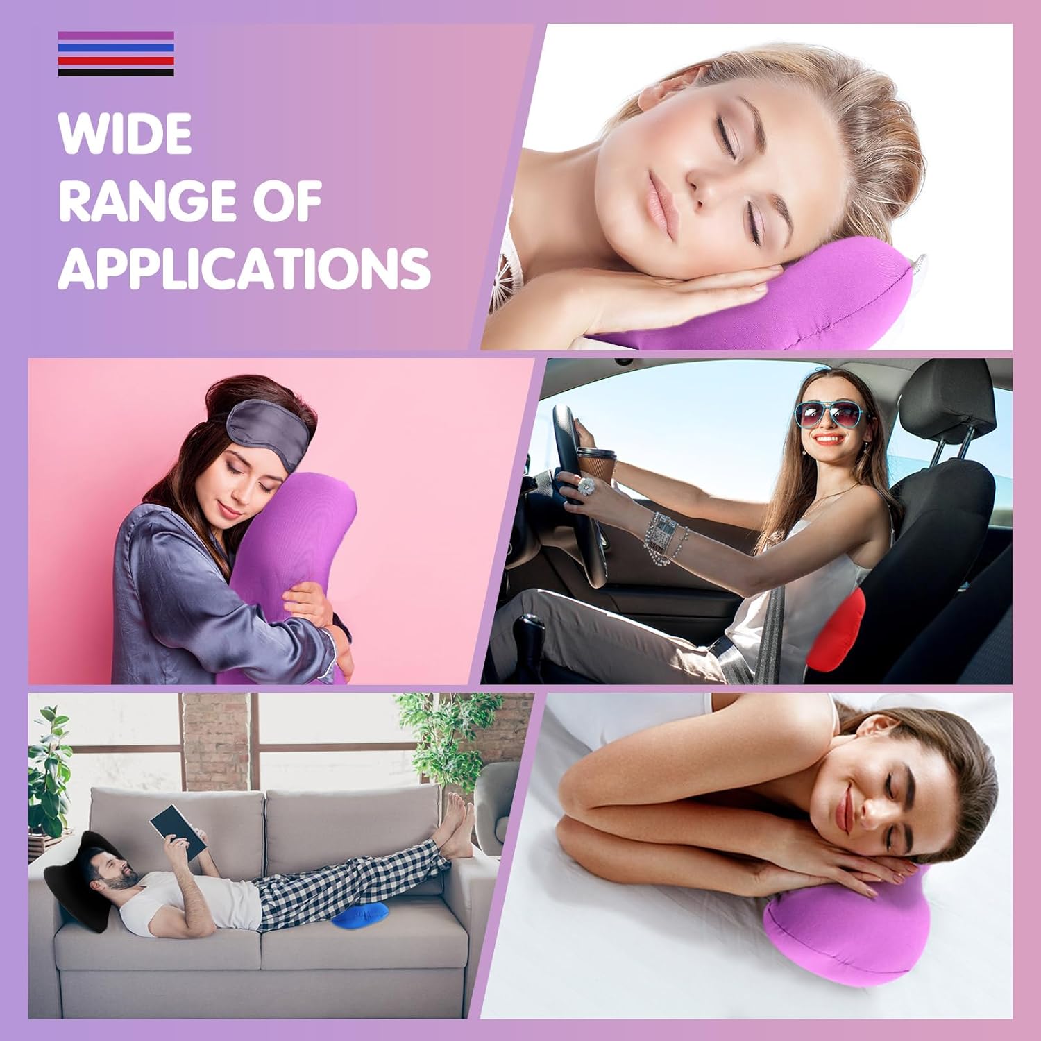 Soaoo 4 almohadas cilíndricas de microperlas para el cuello, almohada cilíndrica de tubo suave y blando, para dormir, sofá, cama, hogar, viajes,