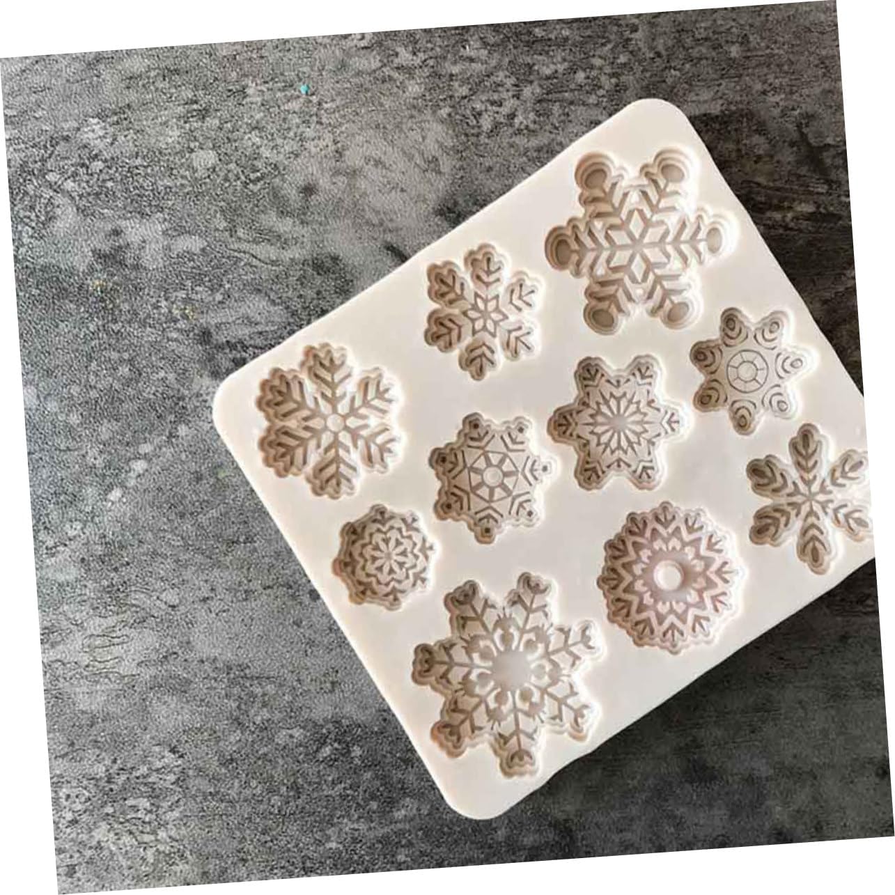 TEHAUX 2 moldes de silicona de resina para cupcakes, moldes de fondant, copos de nieve, jabón, resina, corazón, resina epoxi, llavero, molde de arte