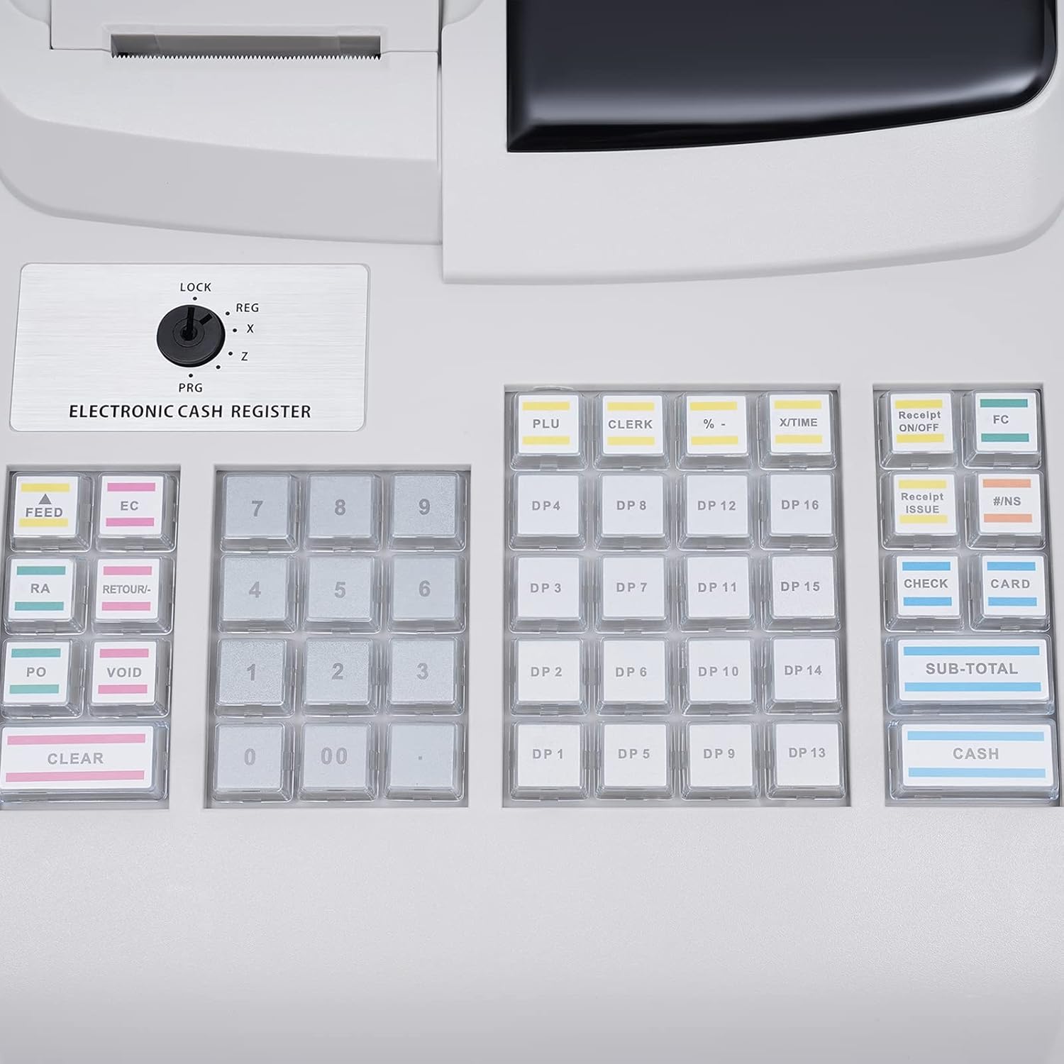 Caja registradora electrónica con 47 llaves, sistema POS, caja registradora, pequeño cajón cuadrado de dinero multifunción para pequeñas