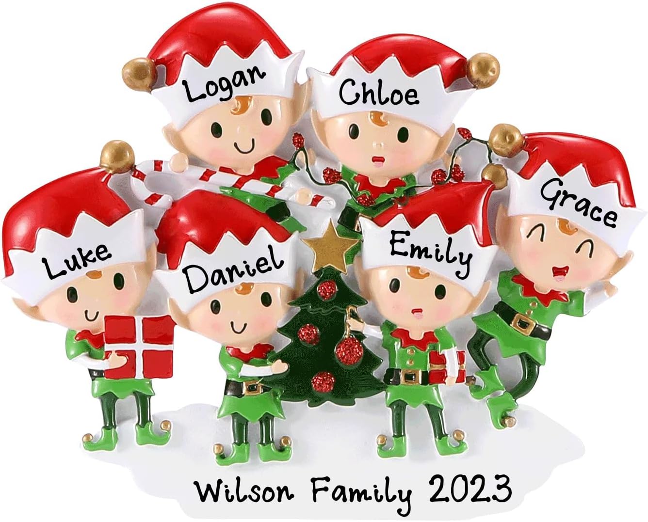 Adorno de Navidad personalizado de Elfos Doing Things 2023  Decoración de elfos para árbol de Navidad familiar  Adorno decorativo personalizado de