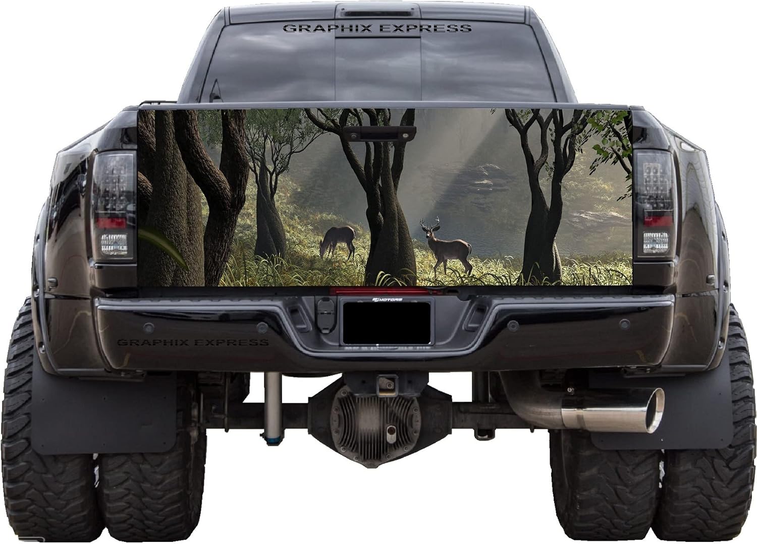 GRAPHIX EXPRESS Adhesivo para puerta trasera de camioneta (T75 Deer Hunting), calcomanías para puerta trasera para camionetas, calcomanías gráficas
