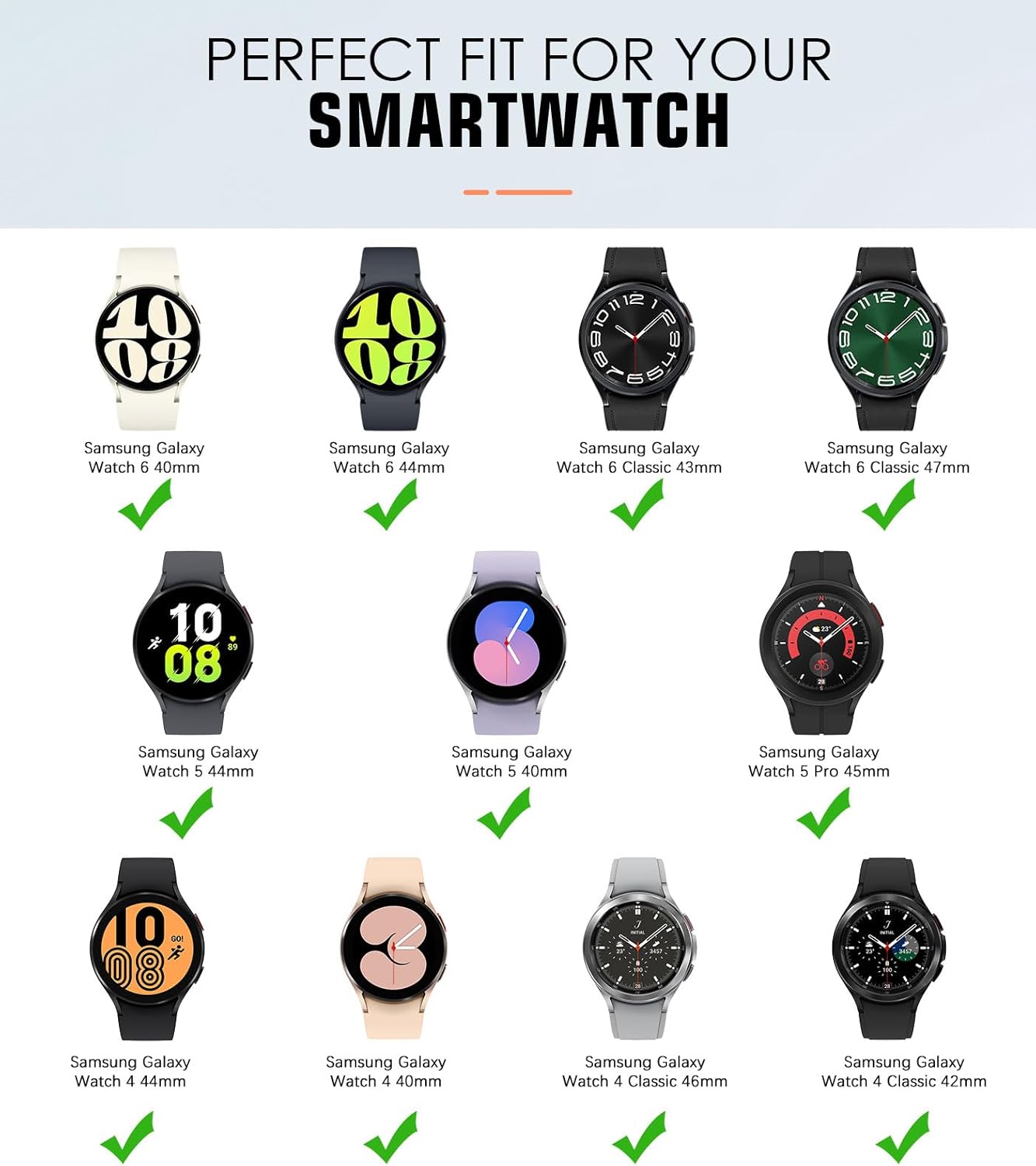 MoKo Correas compatibles con Samsung Galaxy Watch 654 de 1.57 pulgadas, 1.73 pulgadas, Watch 6 Classic de 1.73 pulgadas, 1.77 pulgadas, Watch 5 Pro