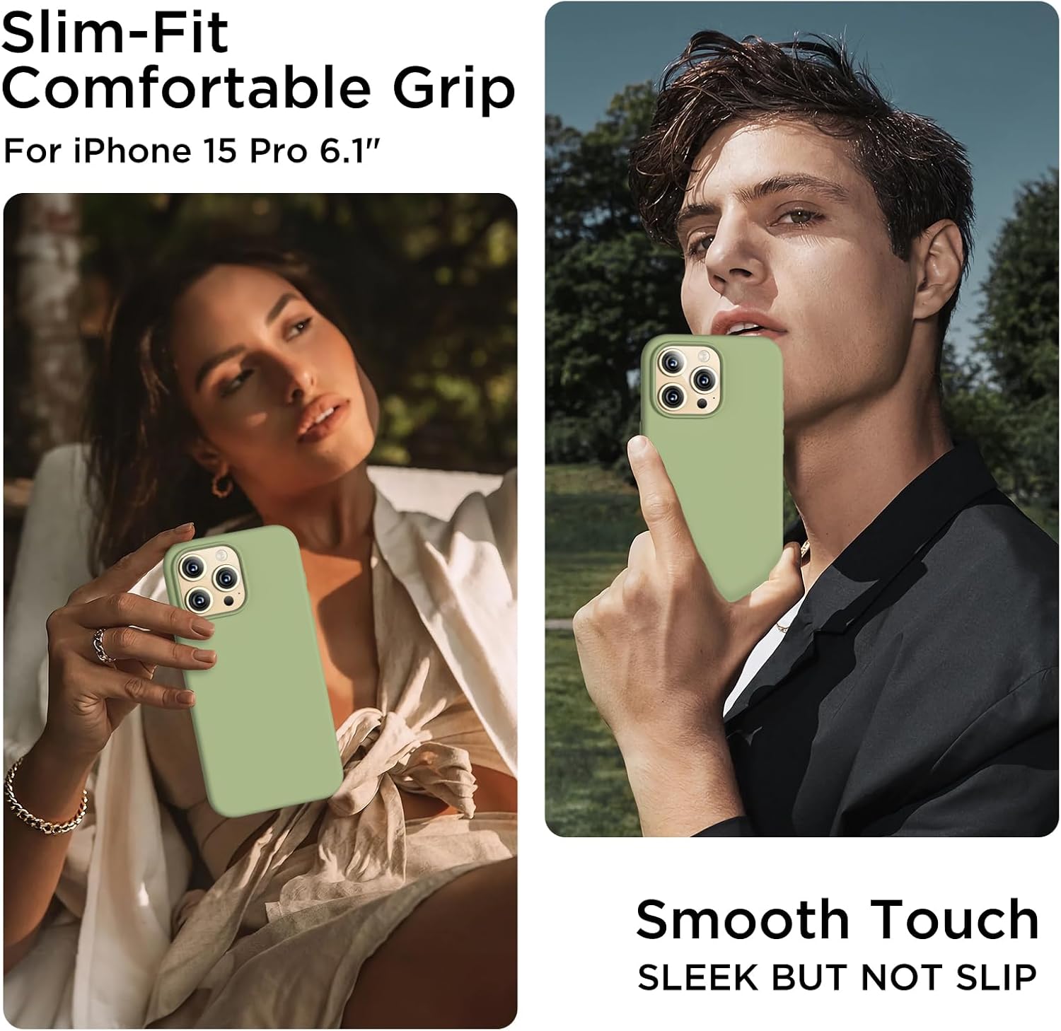 COFFKER Funda compatible con iPhone 15 Pro, funda de silicona líquida, cuerpo completo, funda protectora a prueba de golpes, funda delgada para