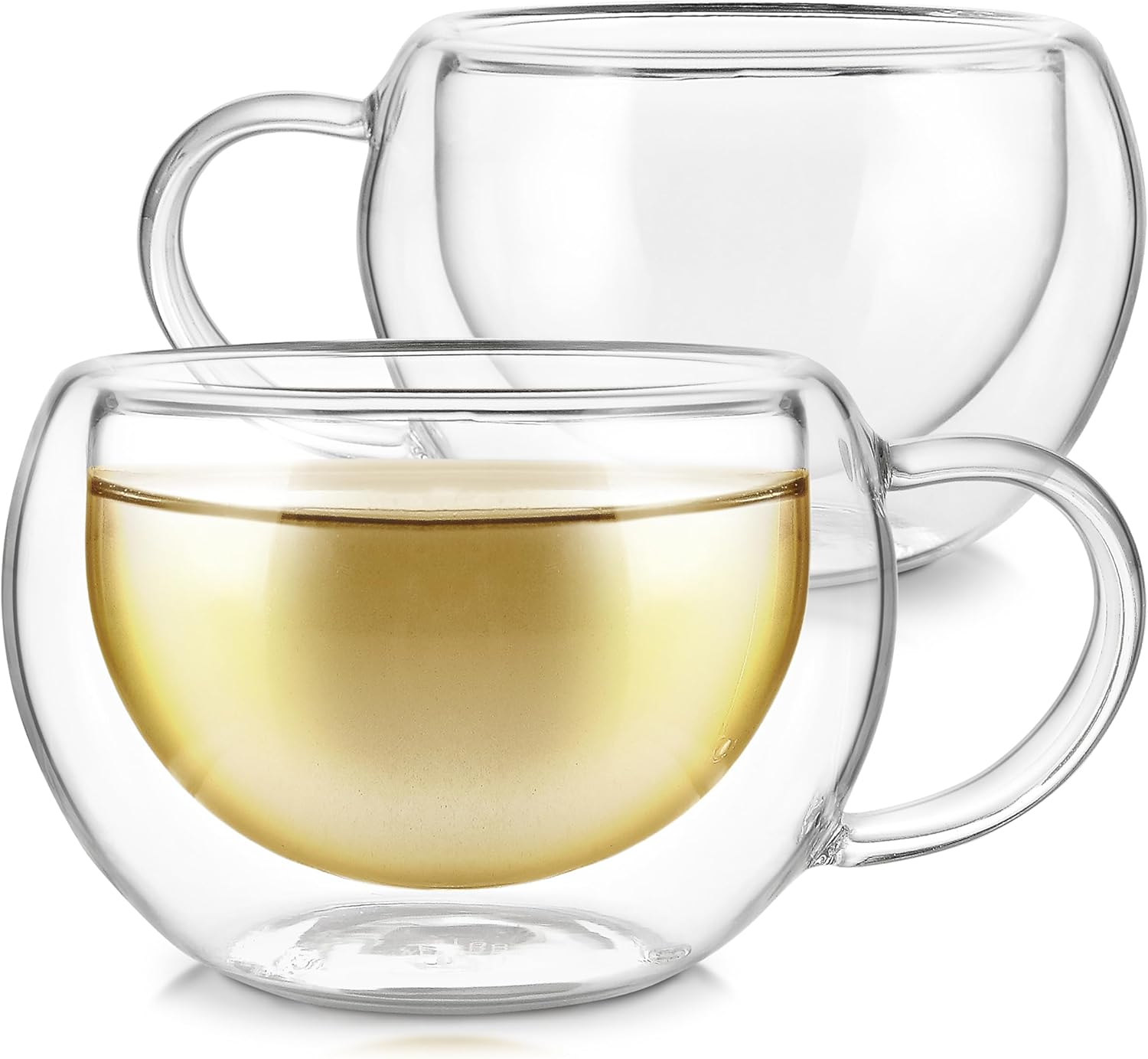 Teabloom Modern Classic – Vasos aislantes  6 oz  6.8 fl oz  Juego de 2 tazas de vidrio de doble pared para té o café