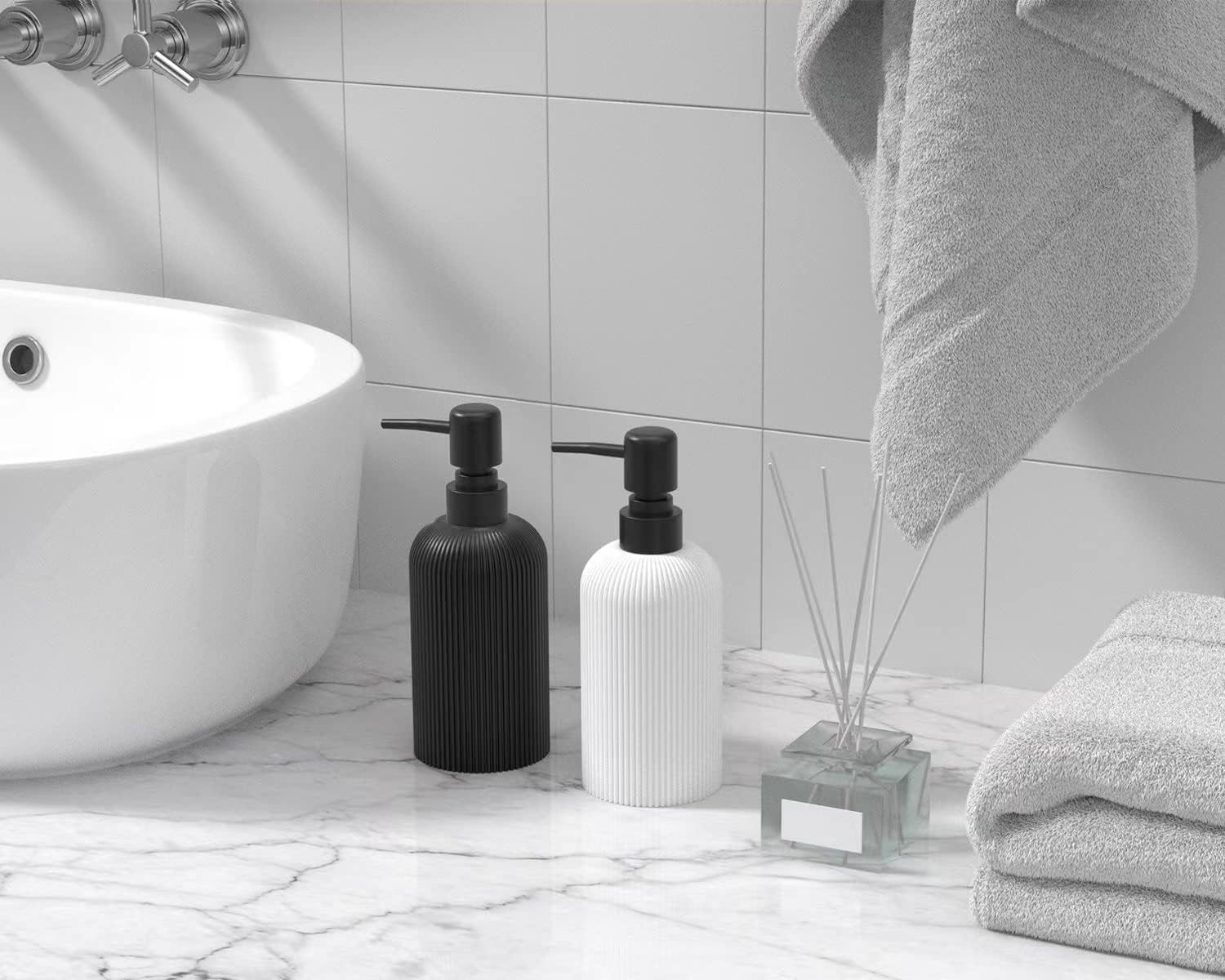 LKKL Paquete de 2 dispensadores de jabón, dispensador de jabón para platos y dispensador de jabón de manos para cocina y baño, dispensador de jabón