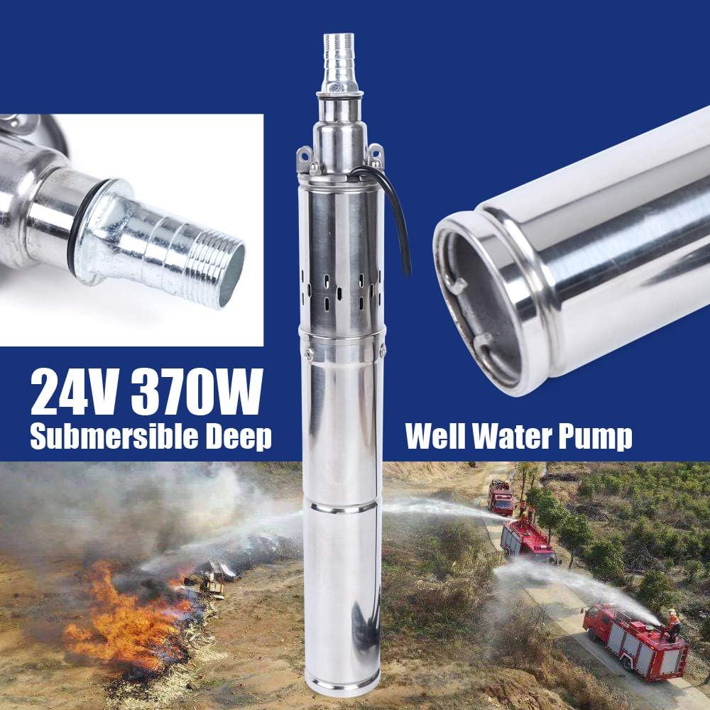 Bomba de agua solar de 370 W 24 V sumergible granja ranch bomba de orificio profundo de pozo 1.8 mh corriente bomba de agua de acero inoxidable