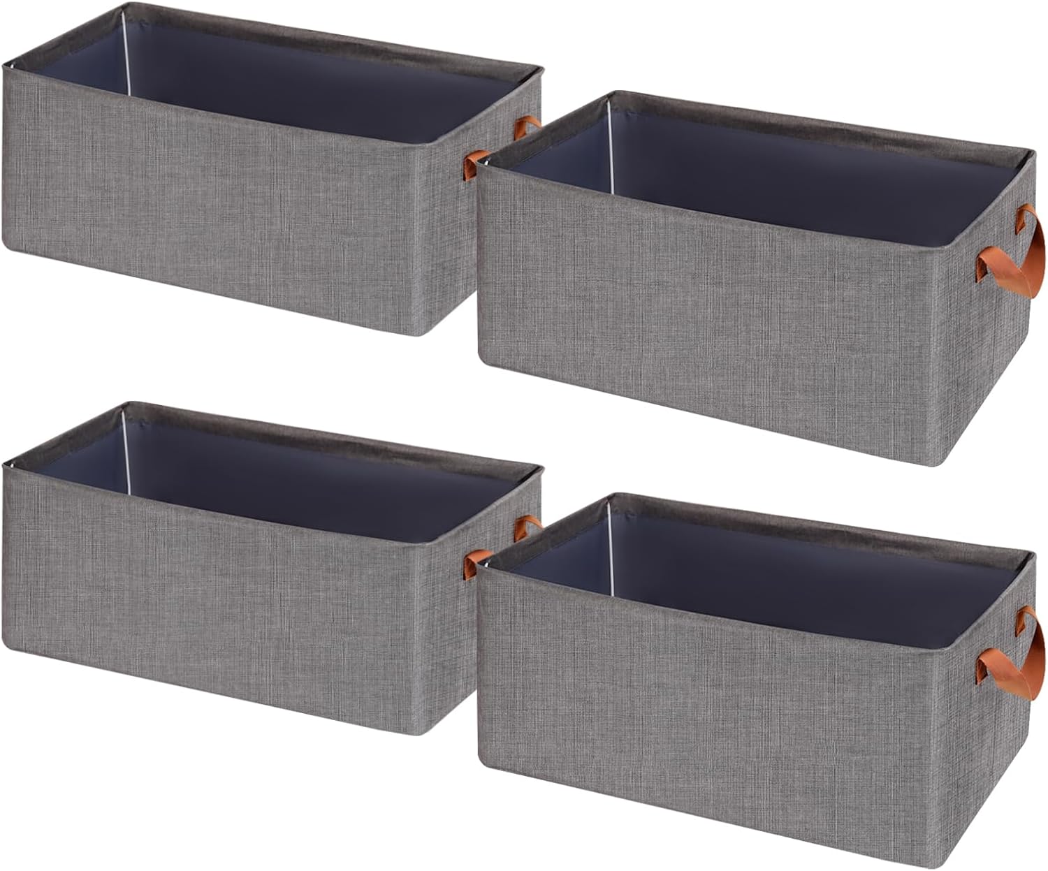 Paquete de 4 cestas de almacenamiento plegables extra grandes con marco de metal, contenedores de tela grandes resistentes con asas, cesta