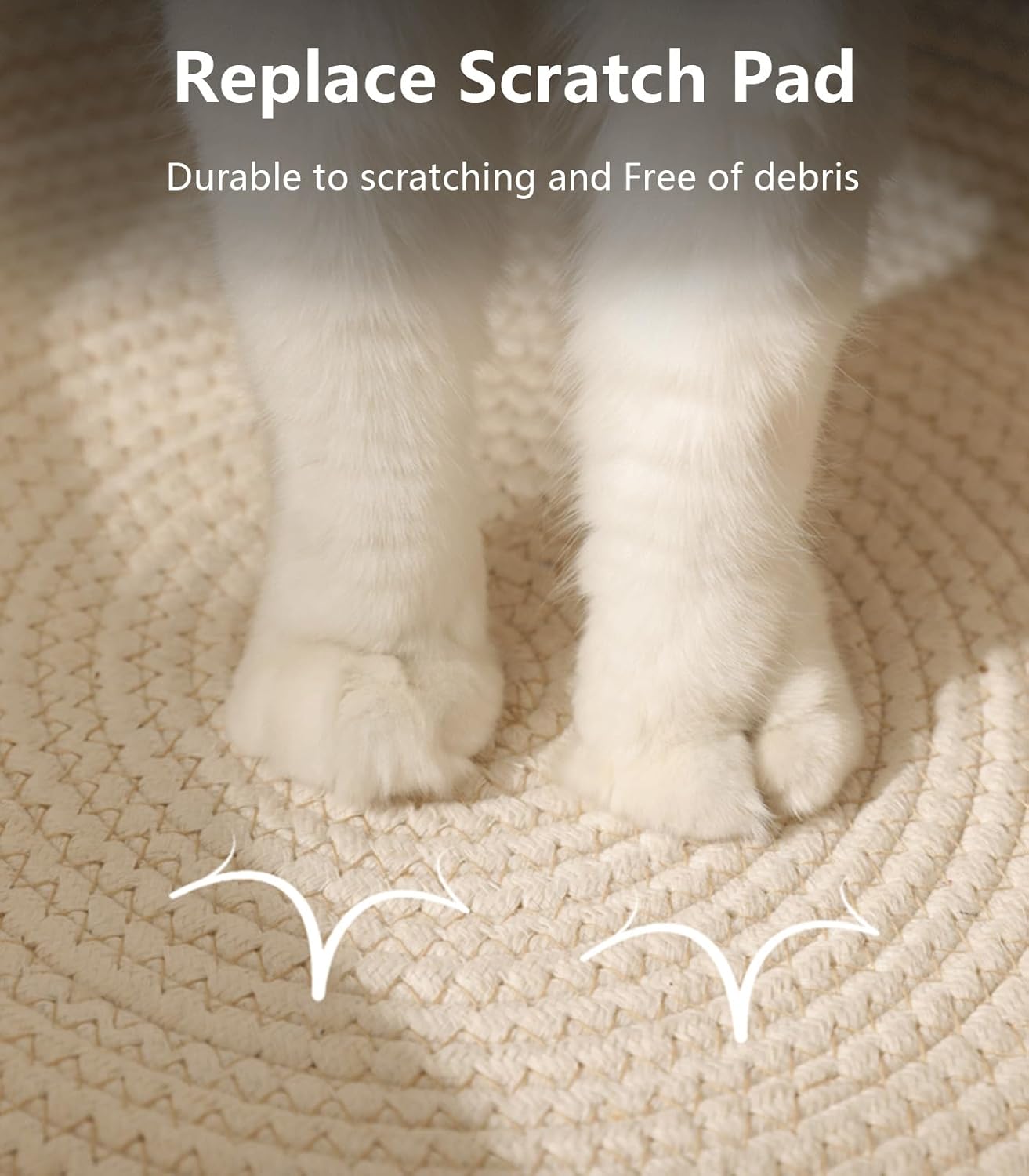 Panbo Cama tejida a mano para gatos con cola de juguete, casa en forma de gatito, almohadilla de algodón natural y lino para gatos, transpirable e