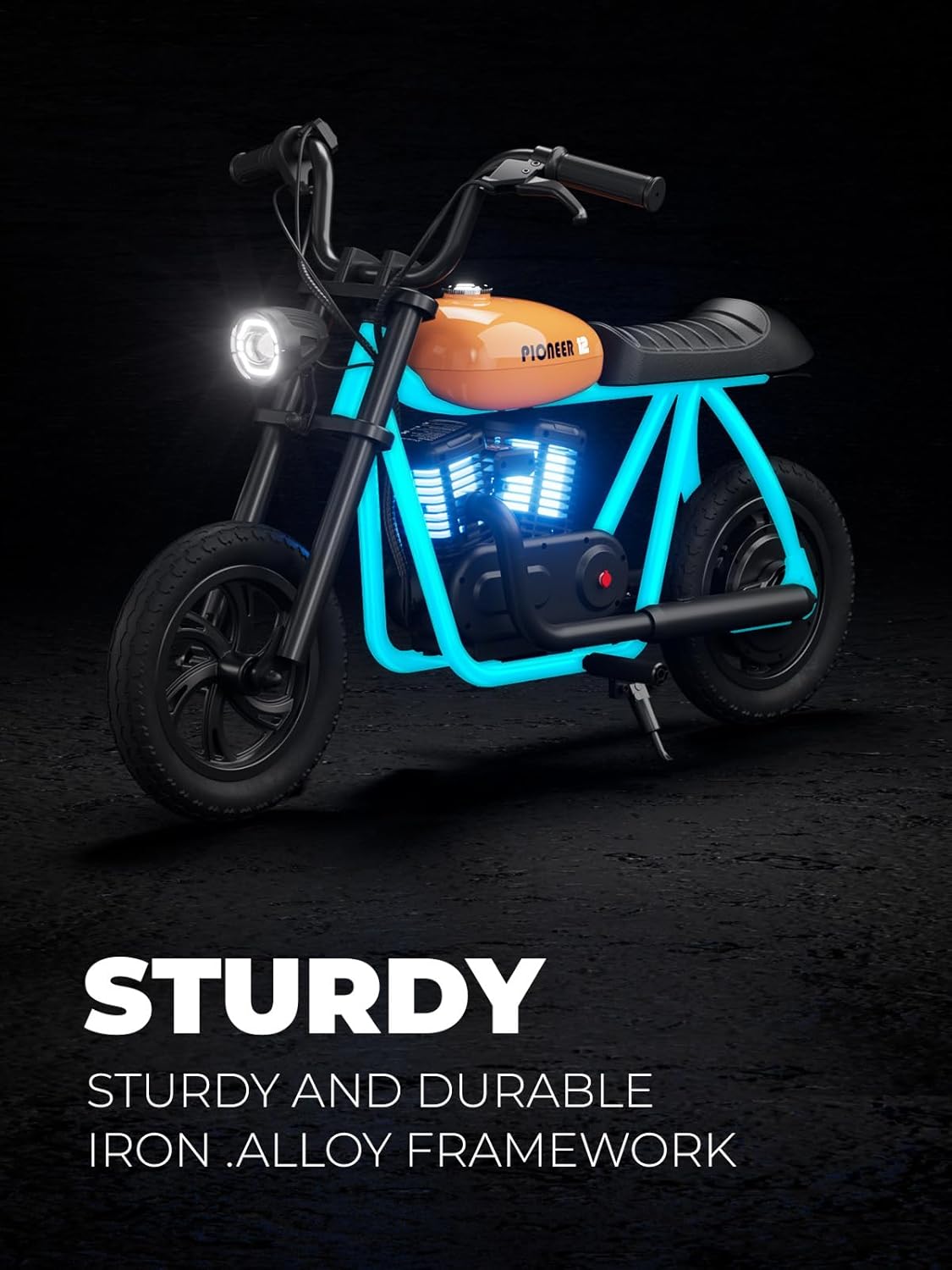 Motocicleta eléctrica para niños, gran regalo para niños a partir de 6 años Bicicleta eléctrica Hyper GoGo para niños con luz ambiental colorida,