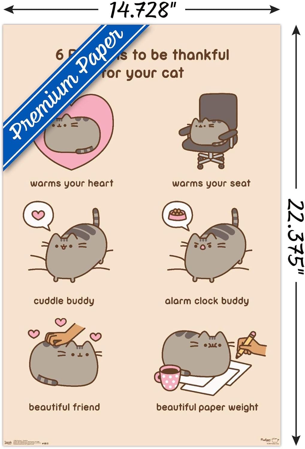 Trends International Pusheen – Póster de pared Thankful, 14.725 x 22.375 pulgadas, versión premium sin marco