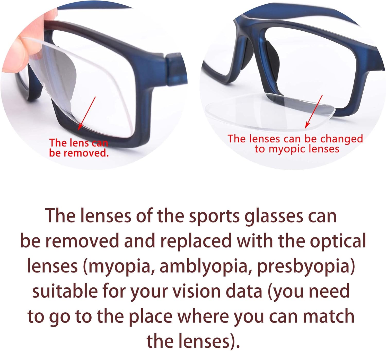Gafas deportivas, gafas de seguridad para fútbol, con correa ajustable, patillas intercambiables para hombres y jóvenes