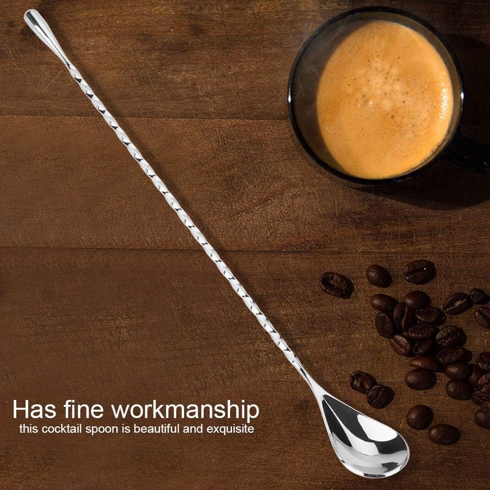 Stainless Steel Cocktail Spoon for Beverage Mixing, Stirring & Layering with Long Handle (round tail 1)